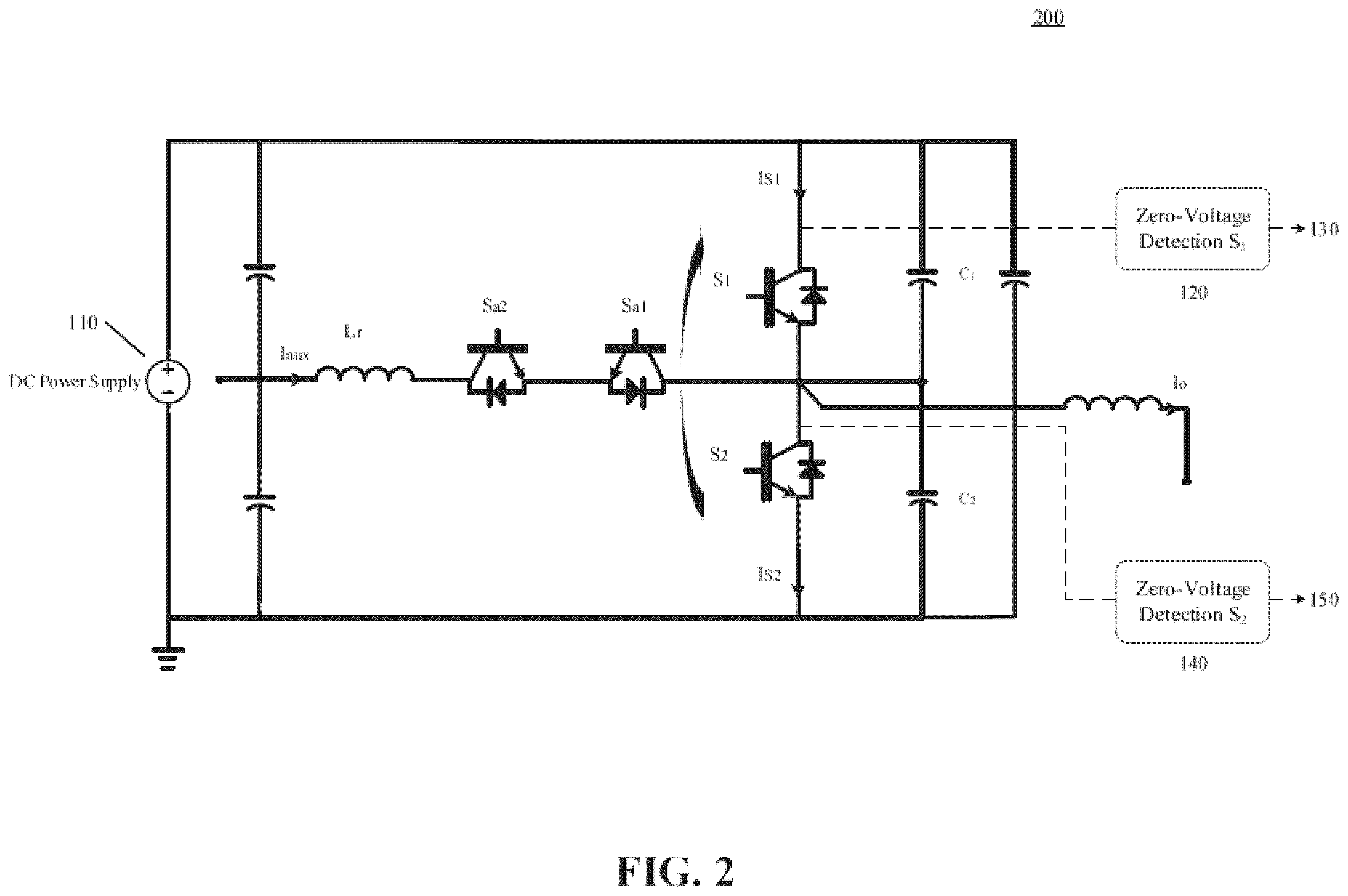 Patent US12597869 Figure 2 – Automatic boosting current adjustment for zero voltage switching in auxiliary resonant commutated pole inverter