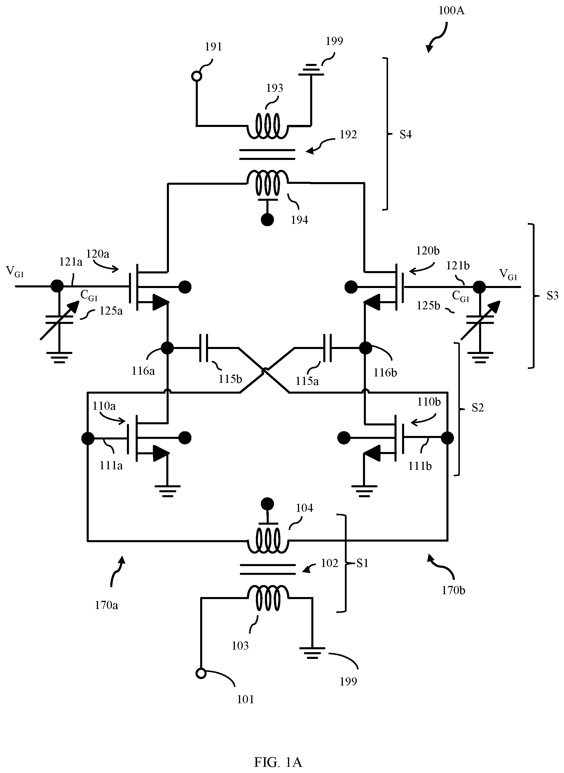 Patent US12597888 Figure 1 – Adaptive stabilization and/or performance optimization of power amplifiers