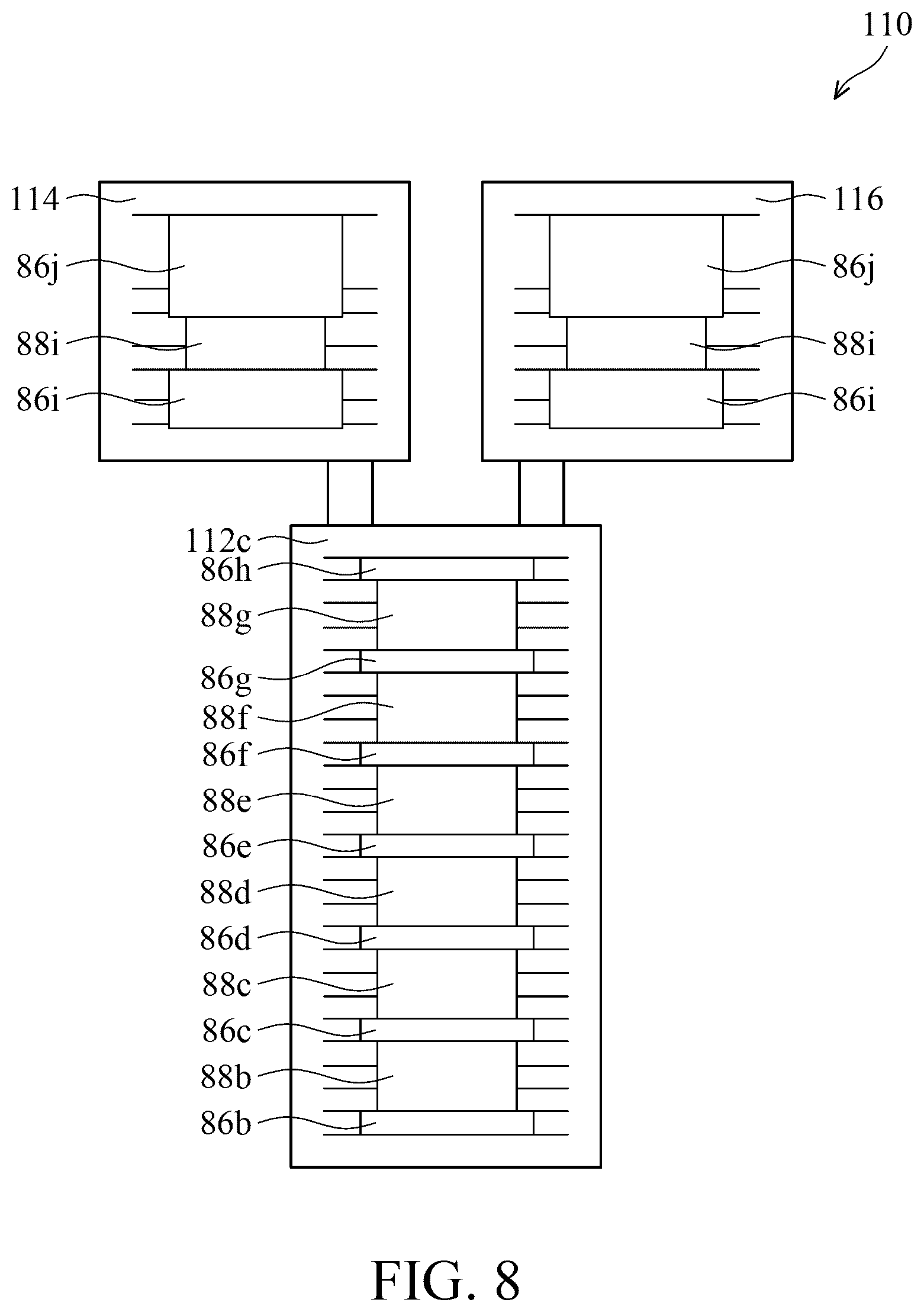 Patent US12597895 Figure 8 – Low-noise amplifier with MOM Q enhancement