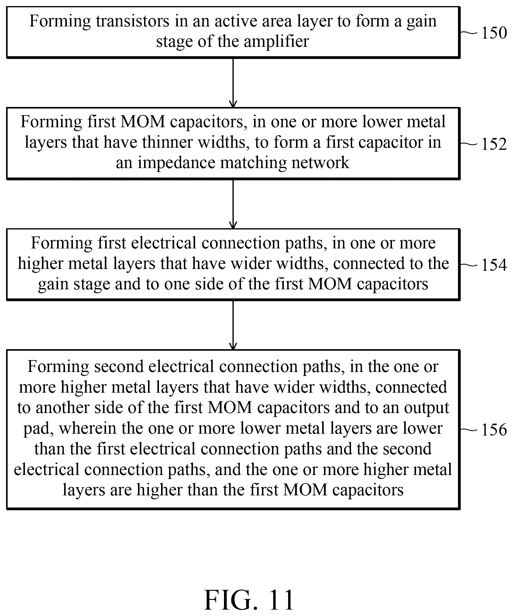 Patent US12597895 Figure 11 – Low-noise amplifier with MOM Q enhancement