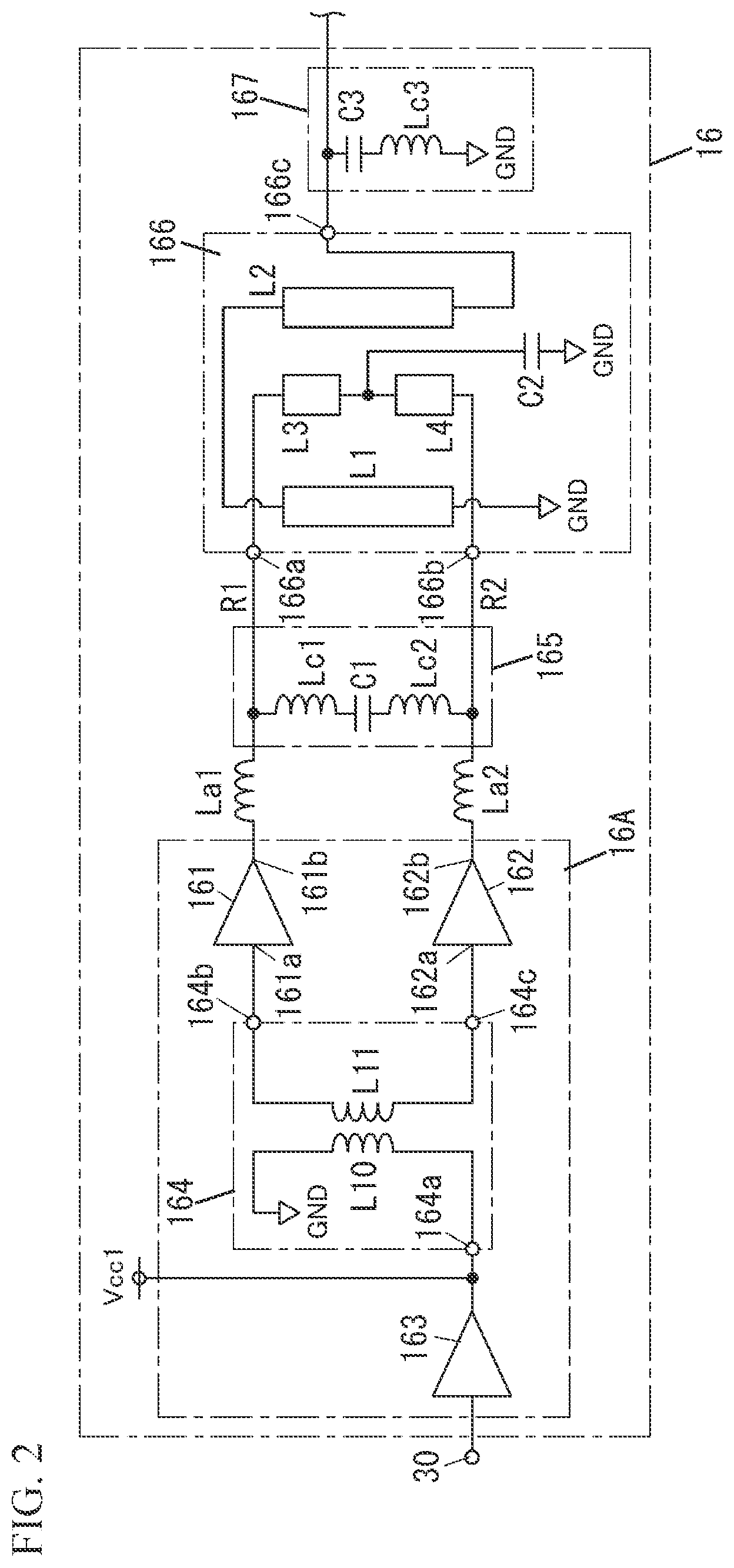 Patent US12597898 Figure 2 – High-frequency circuit and communication device
