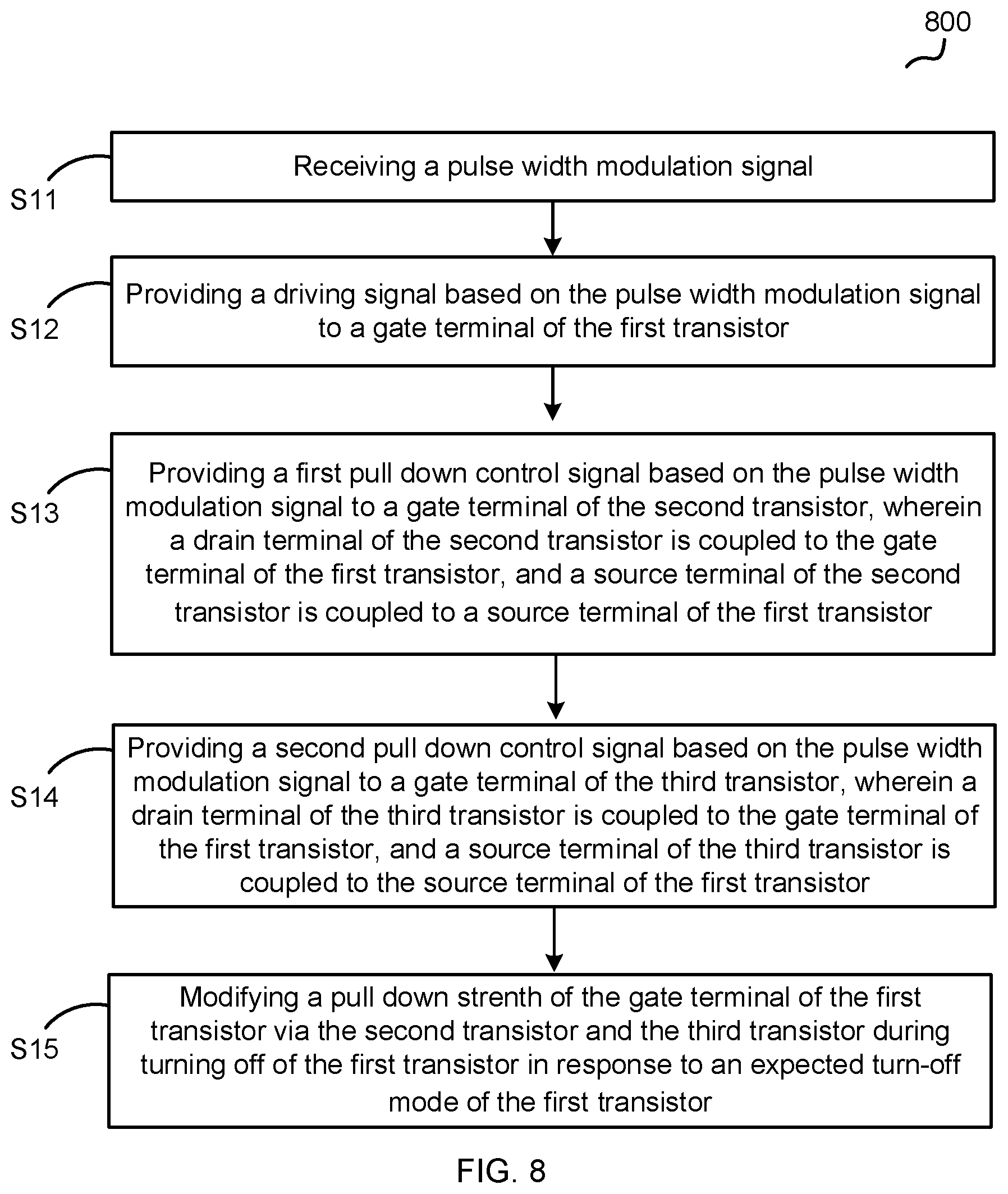 Patent US12597921 Figure 7 – Switching circuit with a transistor having multiple pull down paths