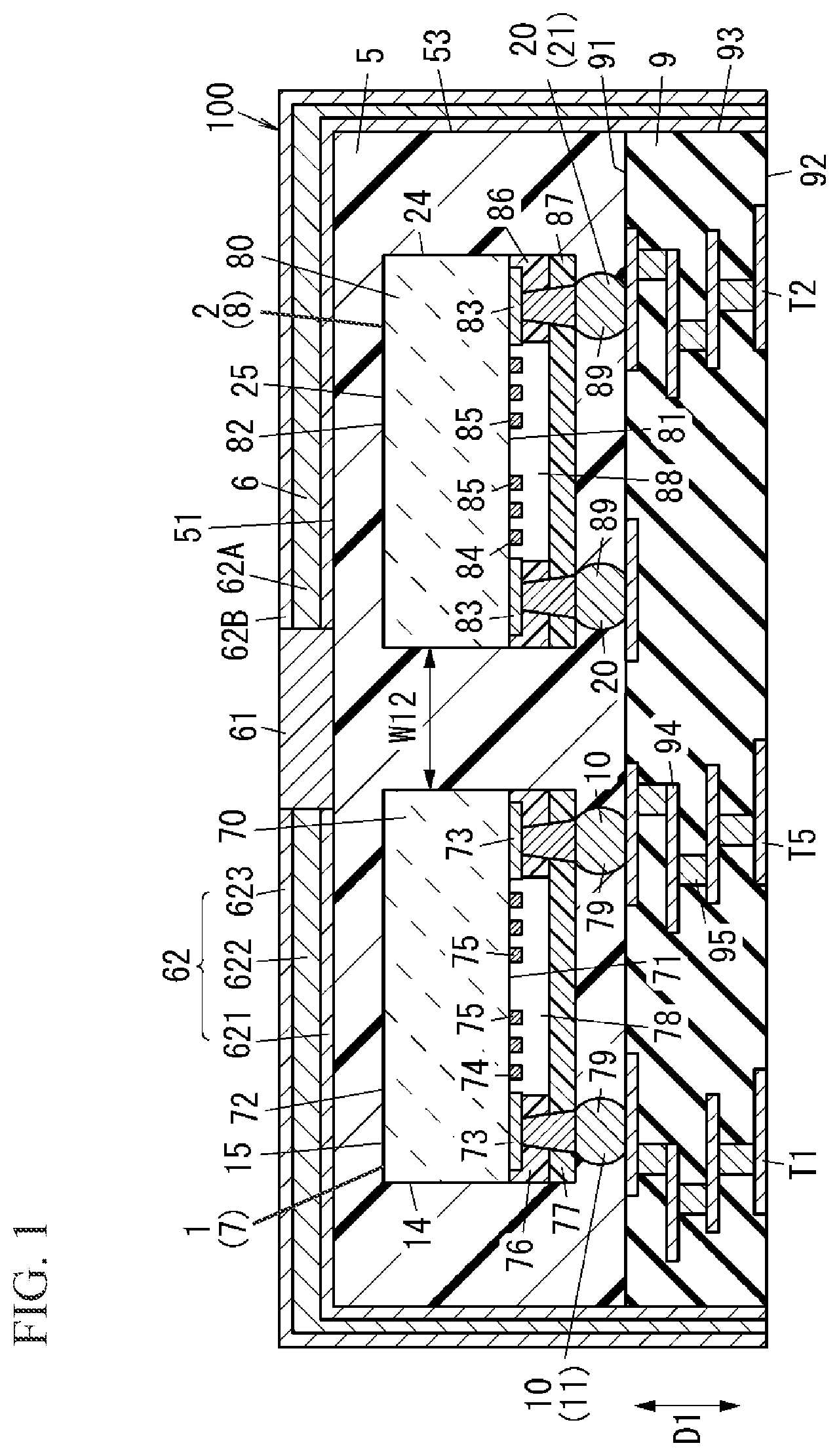 Patent US12597956 Figure 1 – Radio frequency module and communication device