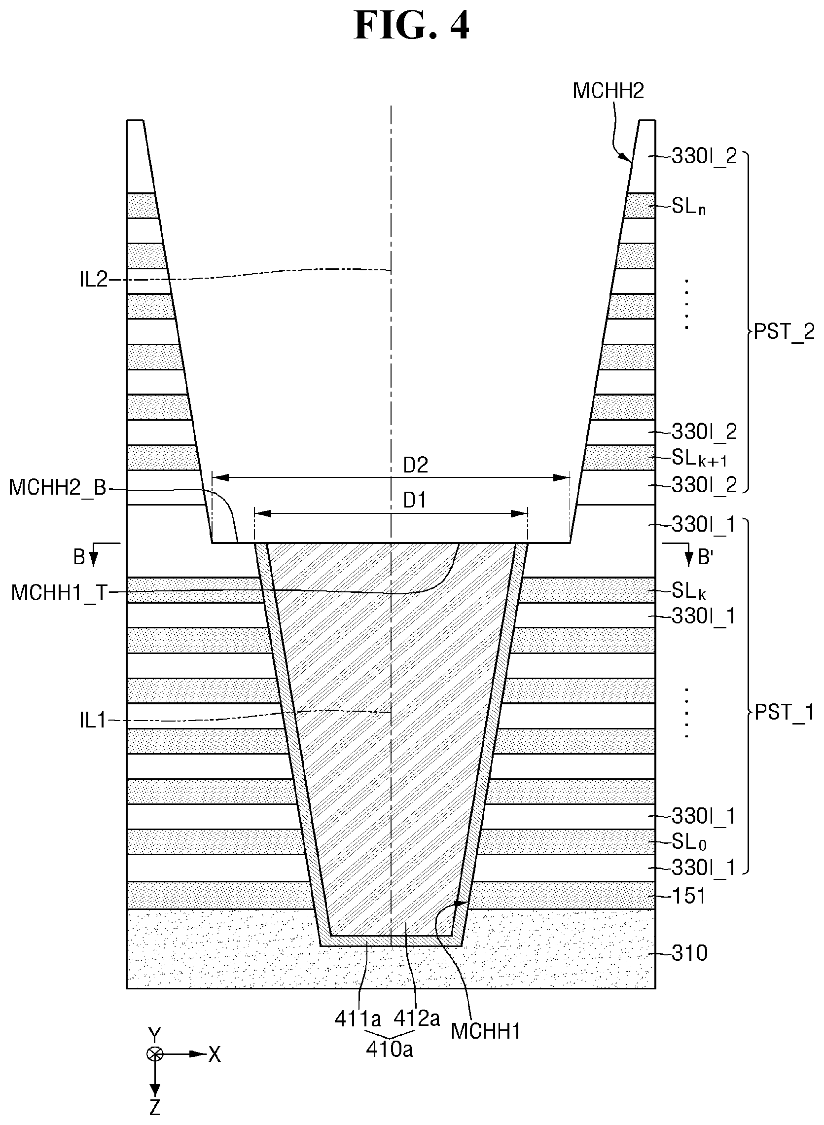 Patent US12599000 Figure 4 – Non-volatile memory device including first and second monitoring channel structures and non-volatile memory system comprising the same