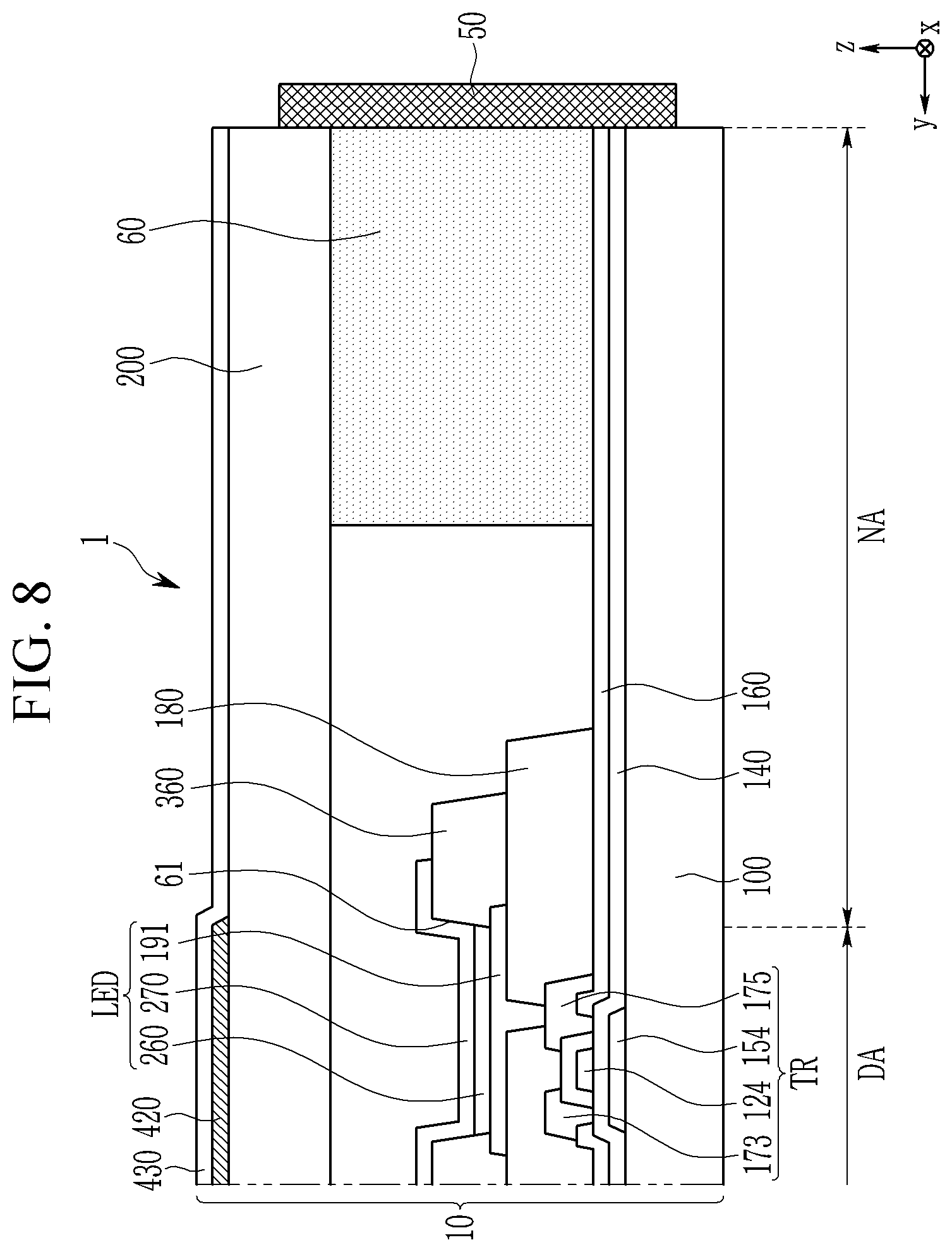 Patent US12599001 Figure 8 – Display device including display panel and information code