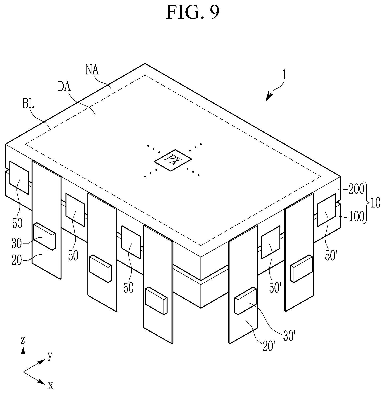 Patent US12599001 Figure 9 – Display device including display panel and information code