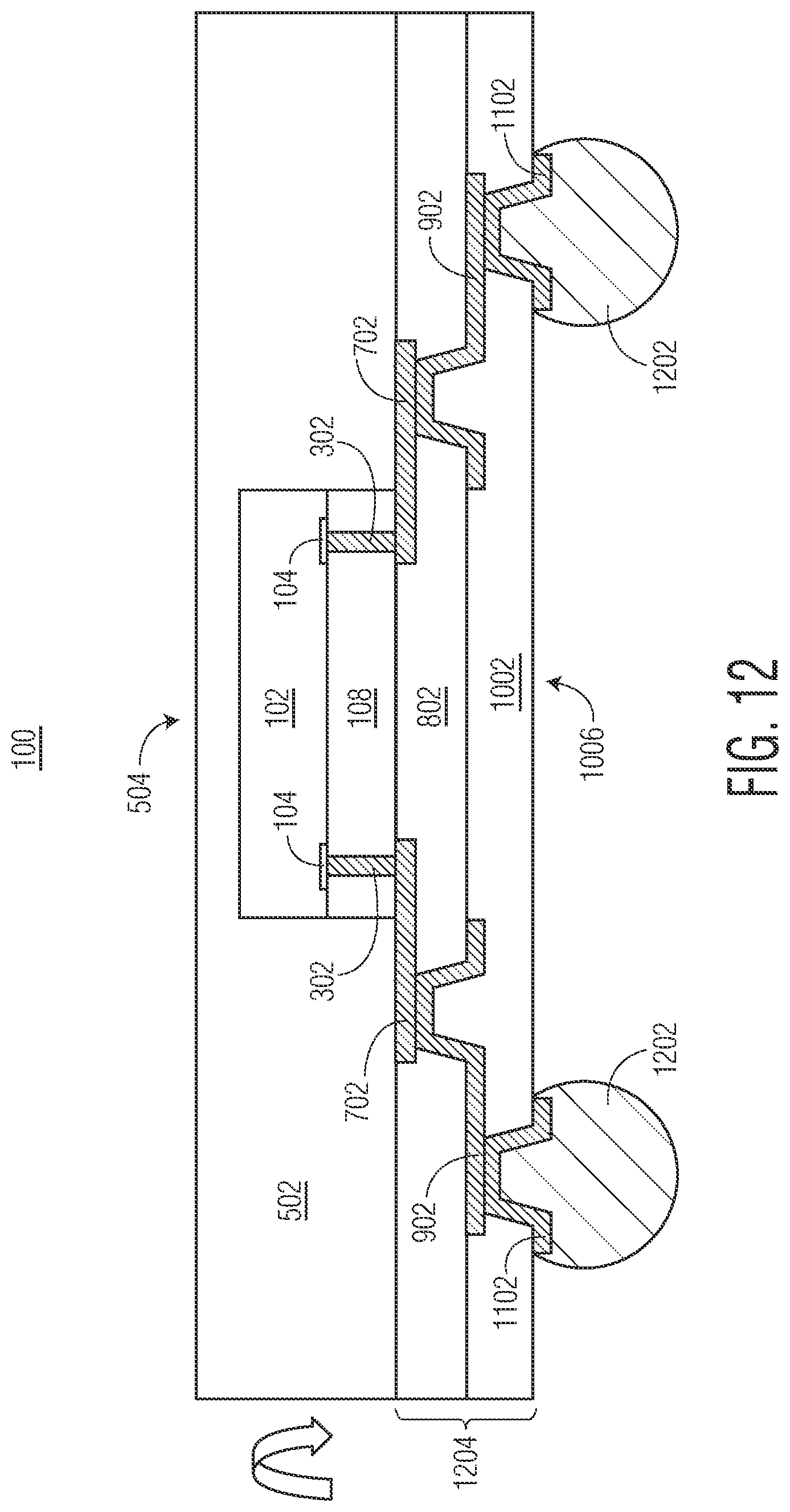 Patent US12599004 Figure 12 – Semiconductor device with active mold package and method therefor