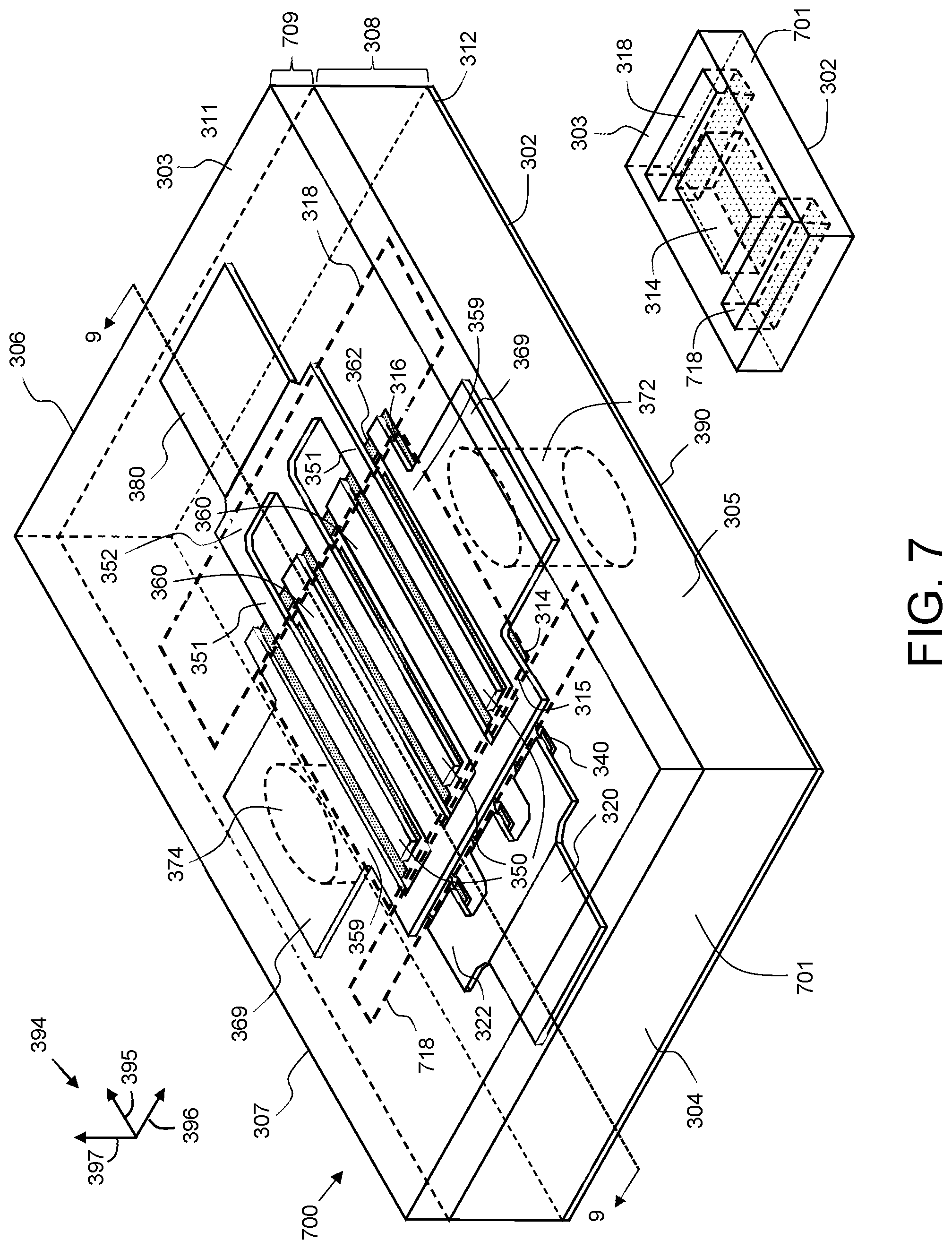 Patent US12599008 Figure 6 – Transistor with source manifold in non-active die region
