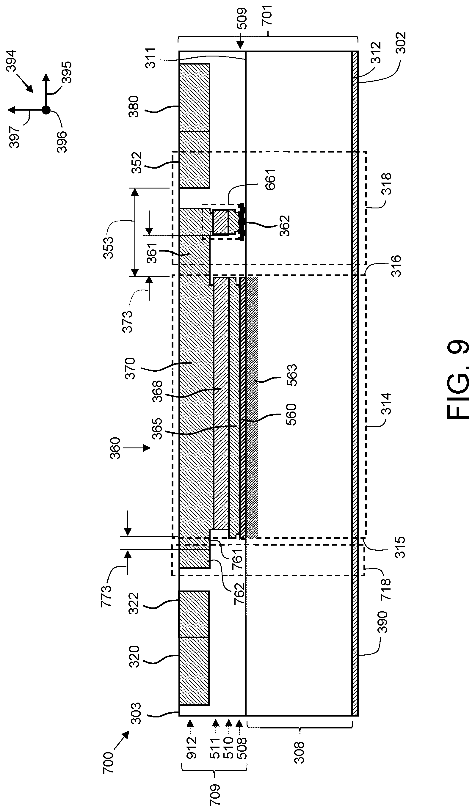 Patent US12599008 Figure 8 – Transistor with source manifold in non-active die region