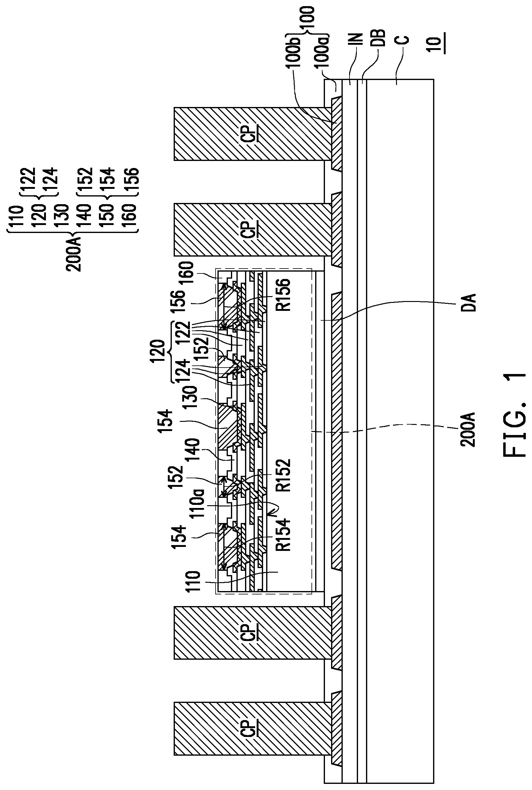 Patent US12599009 — Package structure — Figure 1