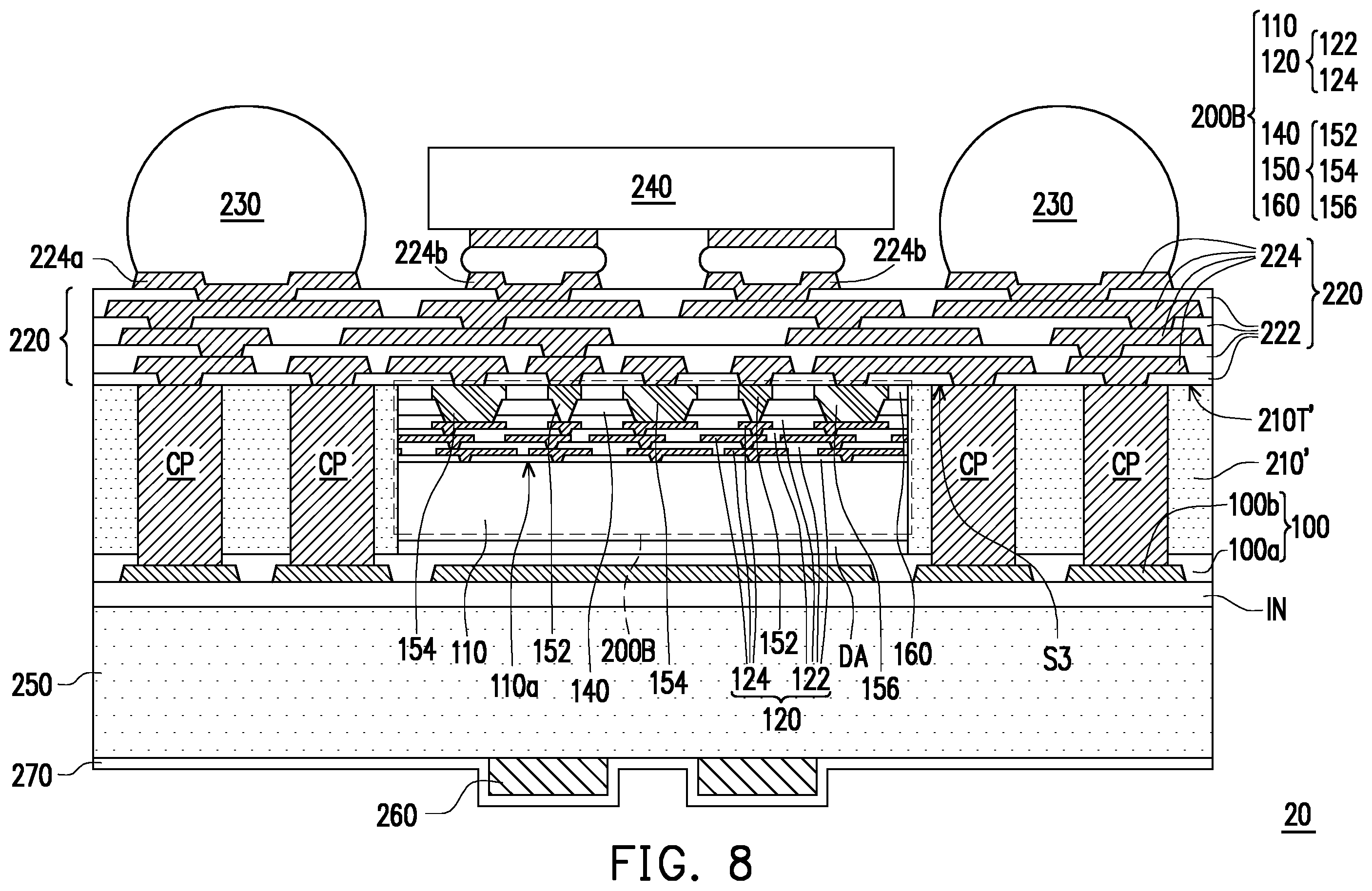 Patent US12599009 Figure 8 – Package structure
