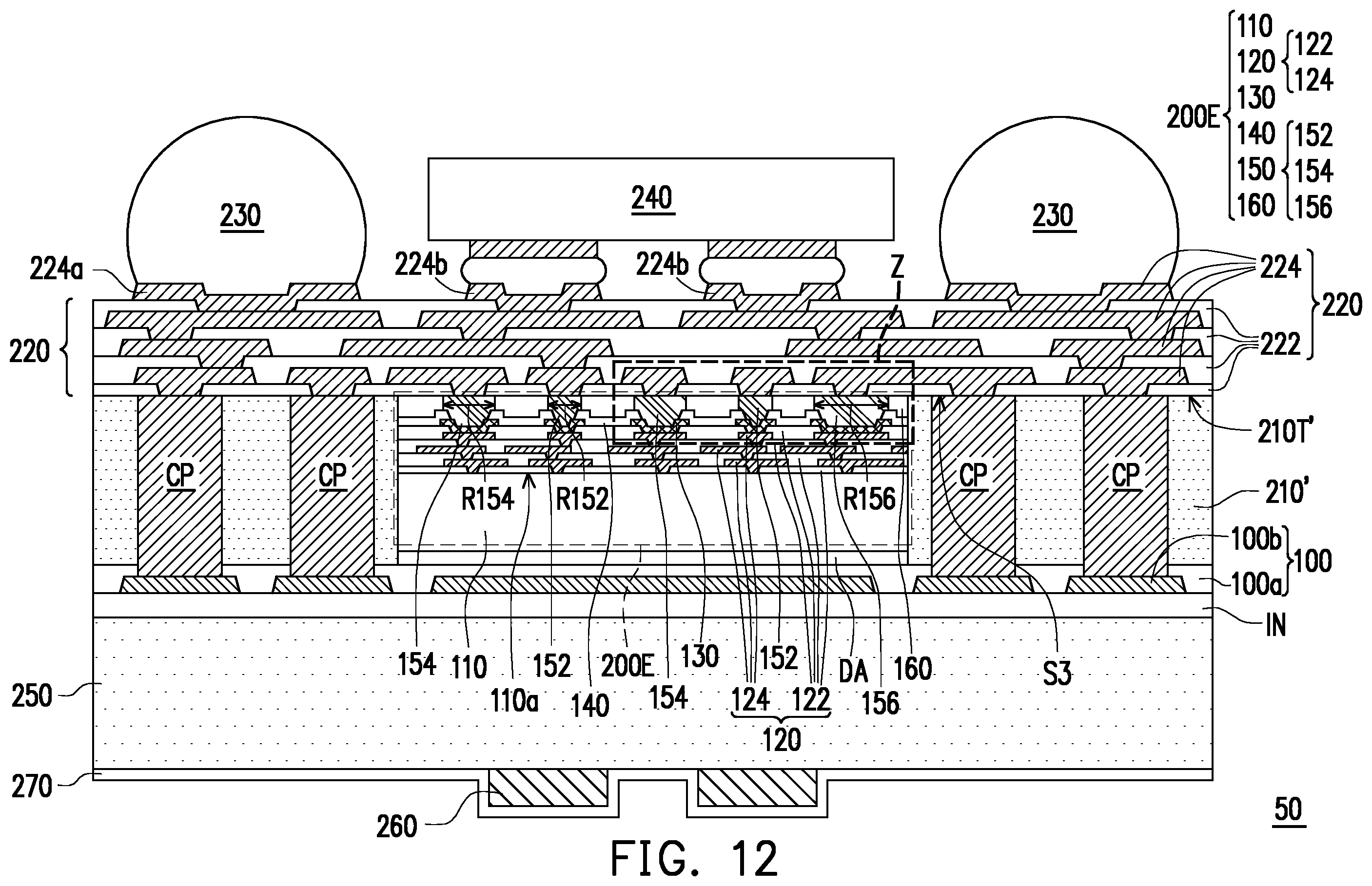 Patent US12599009 Figure 12 – Package structure