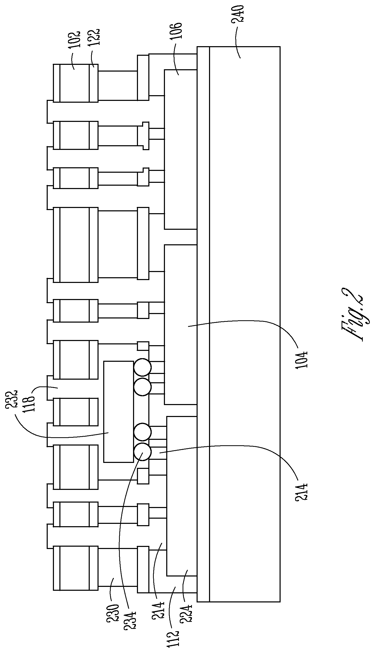 Patent US12599010 Figure 2 – Microelectronic packages with embedded interposers