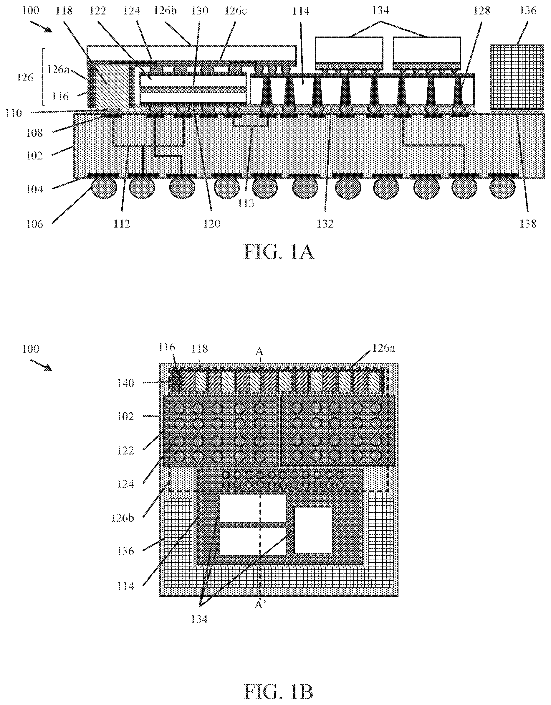 Patent US12599013 Figure 1 – Semiconductor packages for stacked memory-on-package (SMOP) and methods of manufacturing the same
