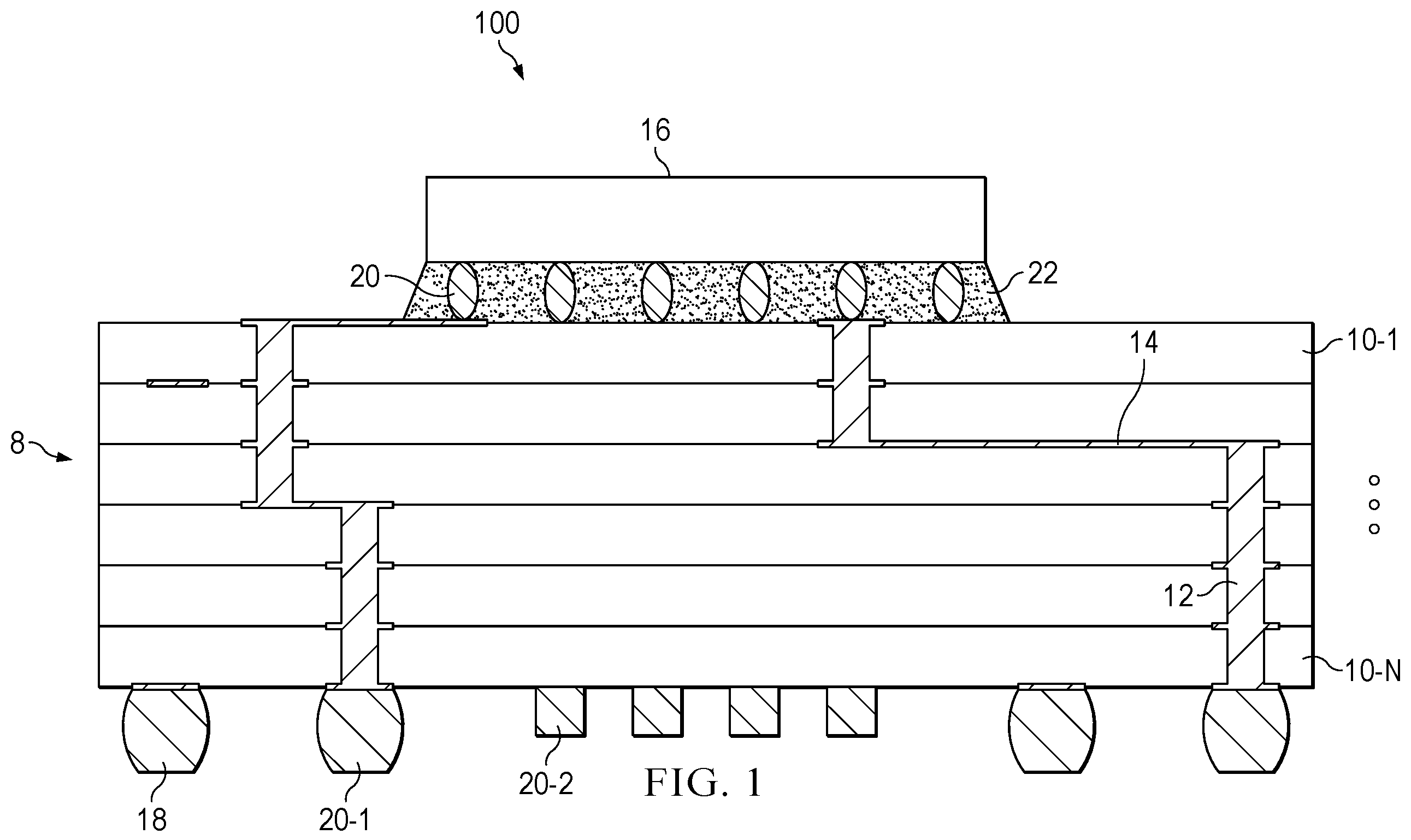 Patent US12599016 — Flip chip package — Figure 1