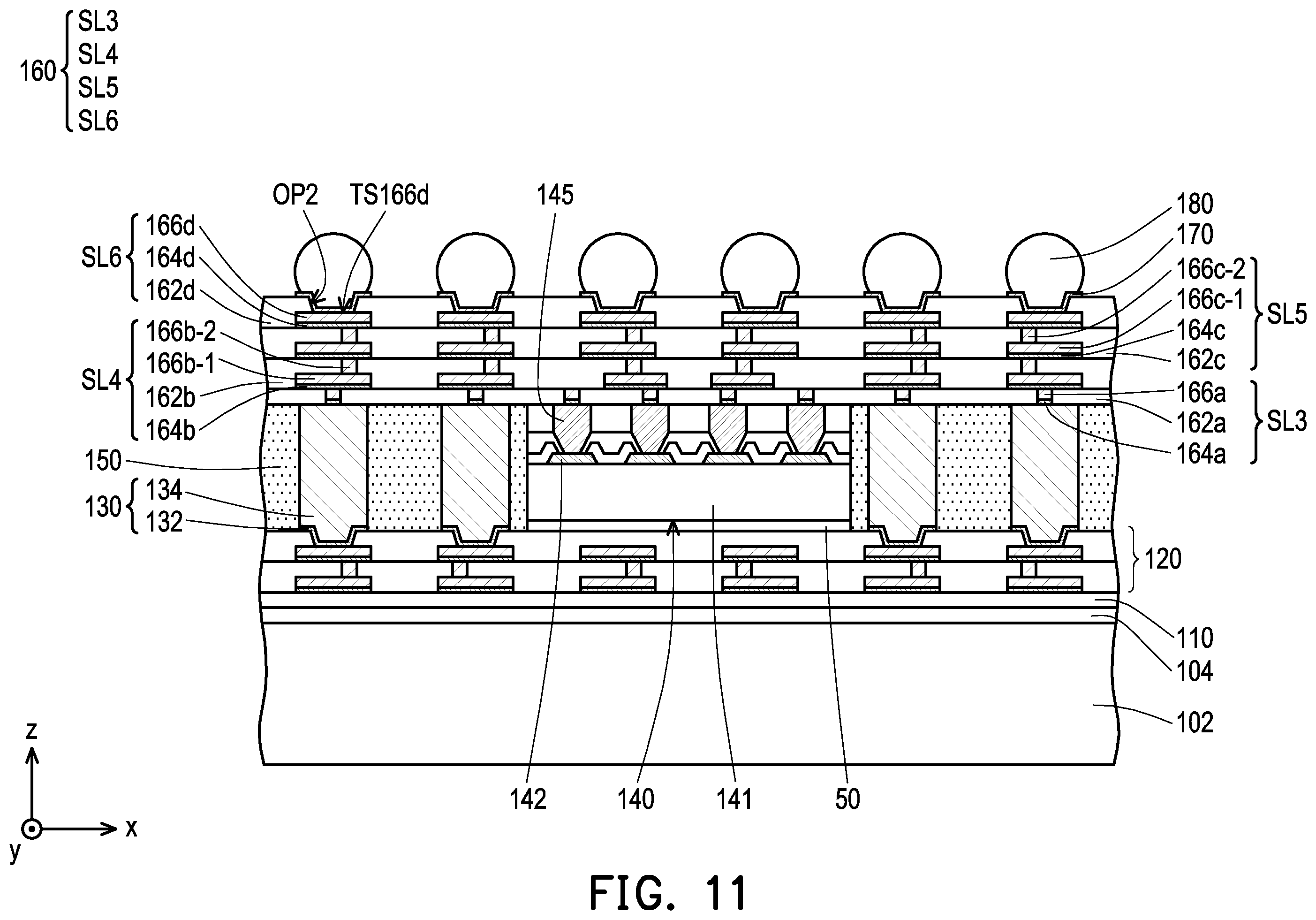 Patent US12599018 Figure 11 – Package structure with enhancement structure and manufacturing method thereof