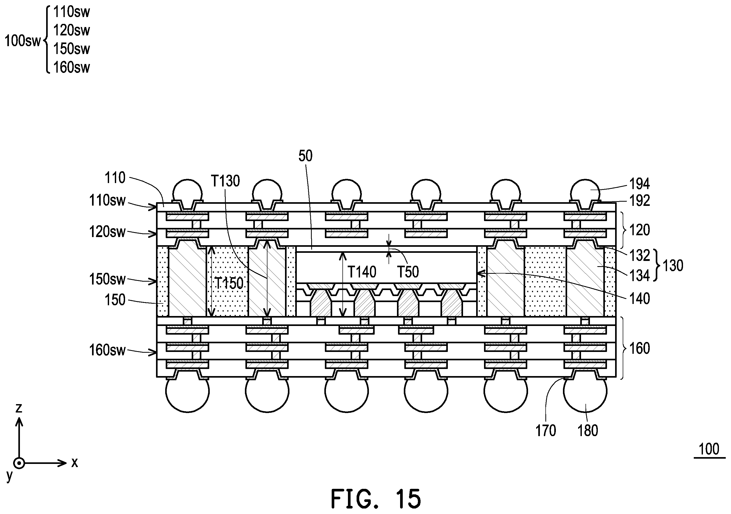 Patent US12599018 Figure 15 – Package structure with enhancement structure and manufacturing method thereof
