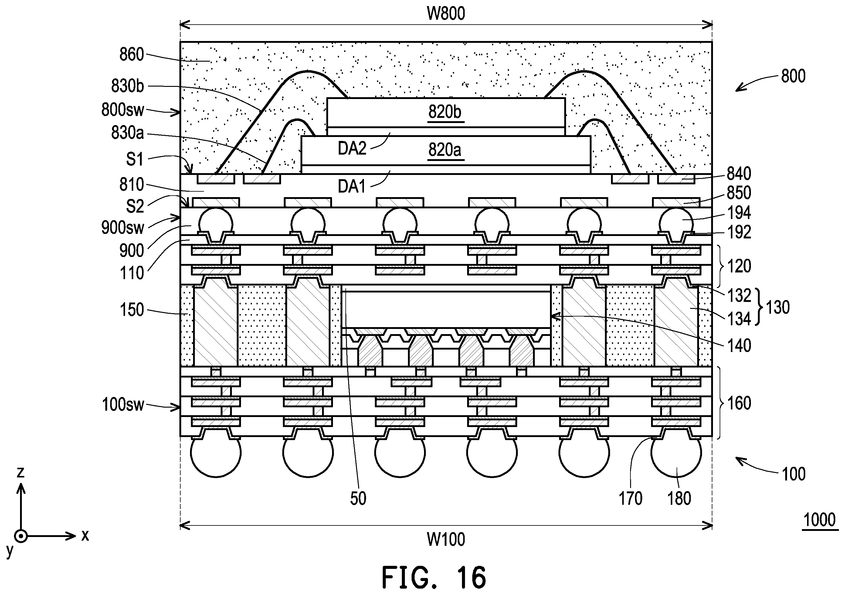 Patent US12599018 Figure 16 – Package structure with enhancement structure and manufacturing method thereof
