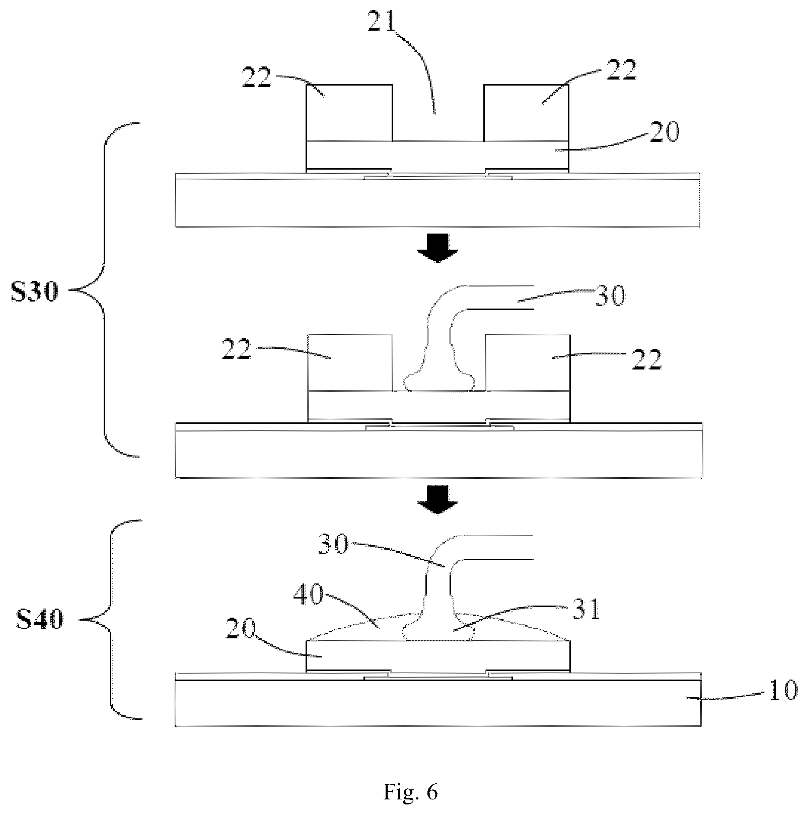 Patent US12599025 Figure 5 – Chip packaging method involving fabrication of wire bond and electroplated metal bonding pad through formation of metal gasket, passivation layer, metal seed layer, and photoresist