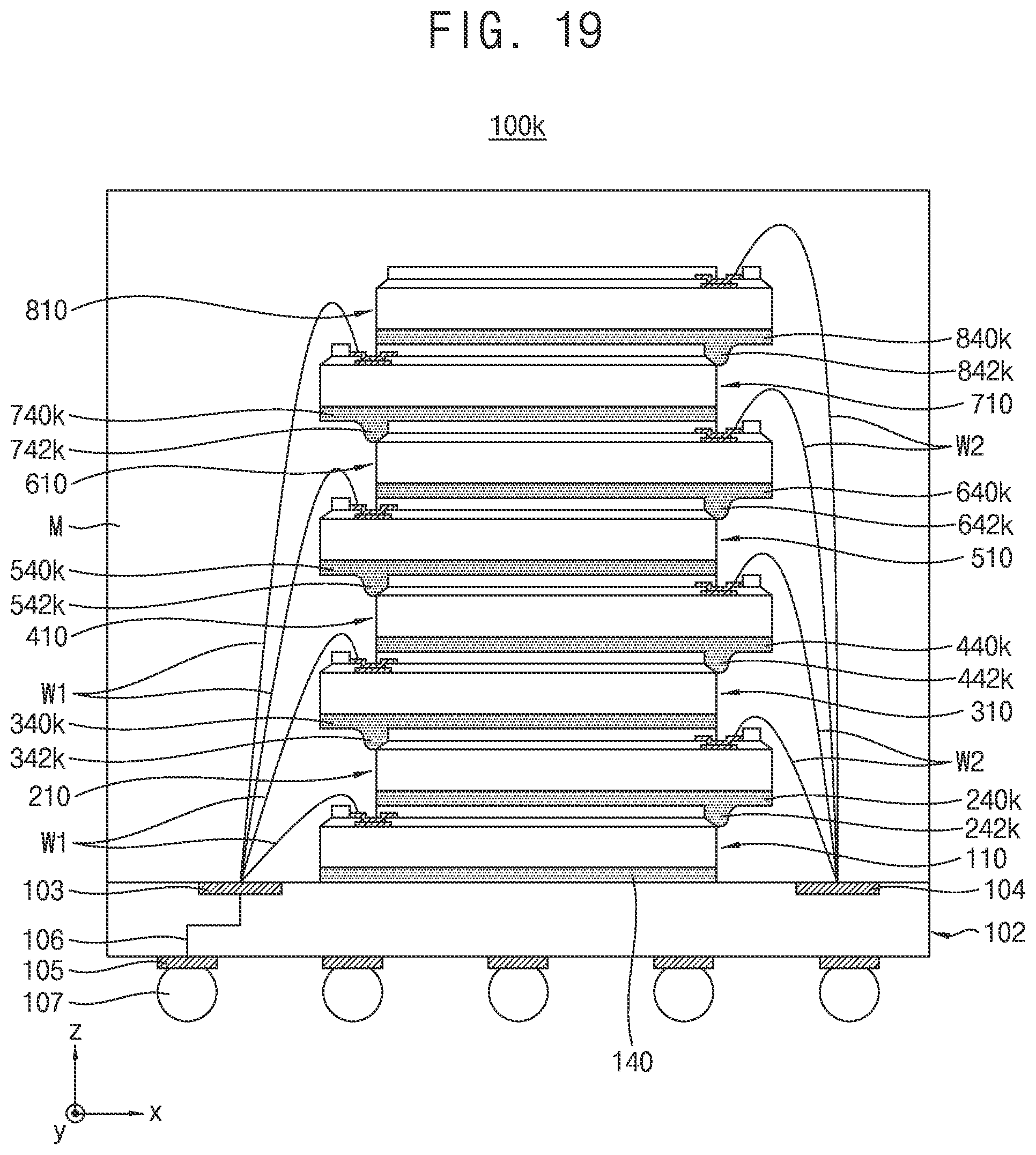 Patent US12599028 Figure 11 – Semiconductor packages having adhesive members