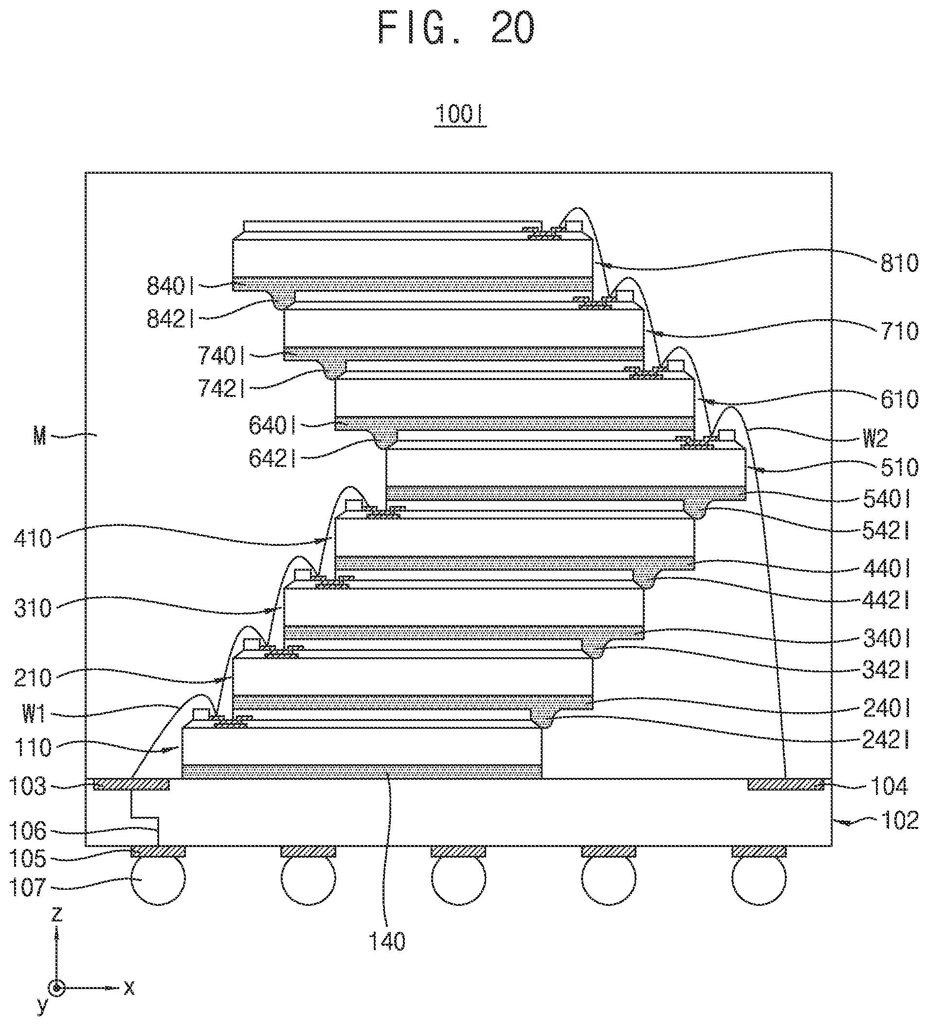 Patent US12599028 Figure 12 – Semiconductor packages having adhesive members