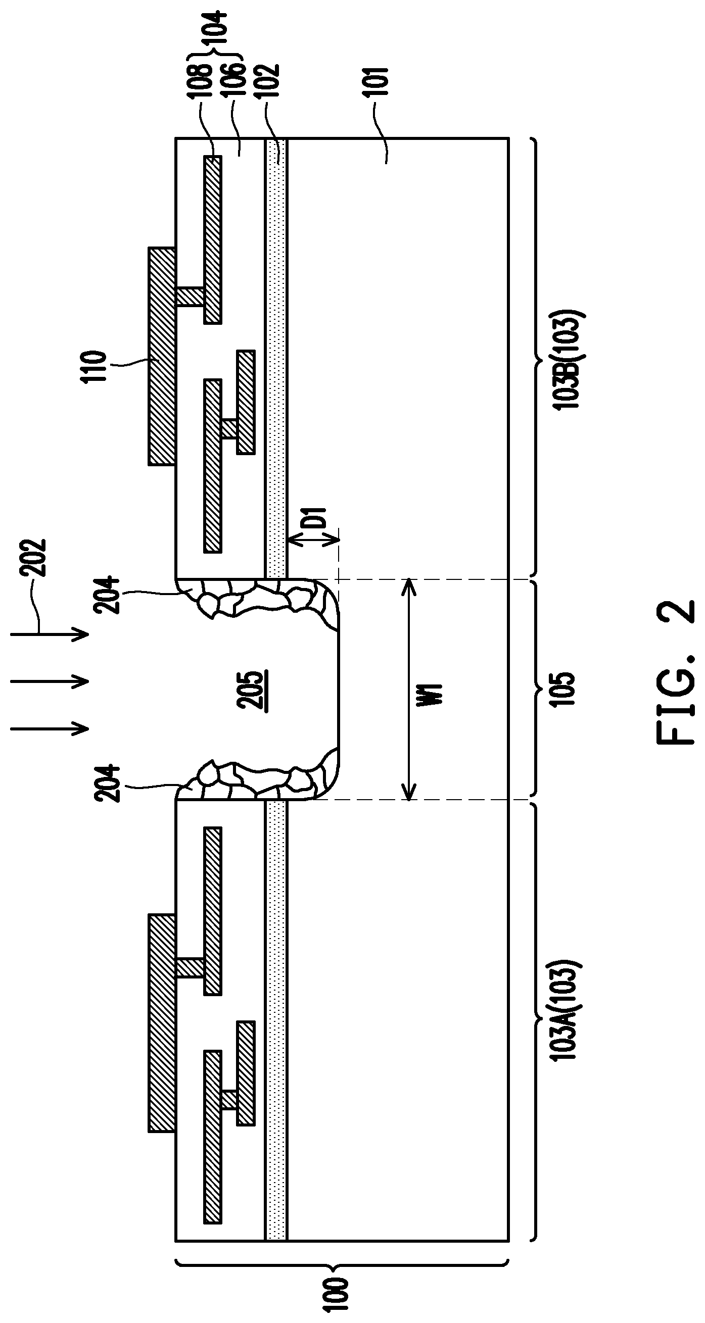 Patent US12599029 Figure 2 – Package structure and method of forming the same