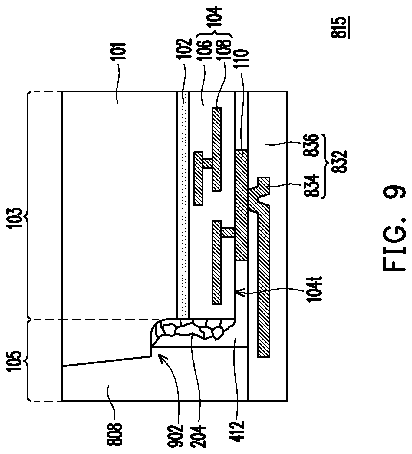 Patent US12599029 Figure 9 – Package structure and method of forming the same