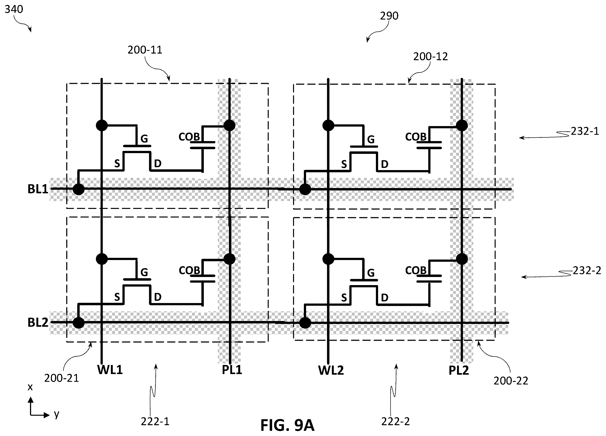 Patent US12599032 Figure 15 – Bilayer memory stacking with lines shared between bottom and top memory layers