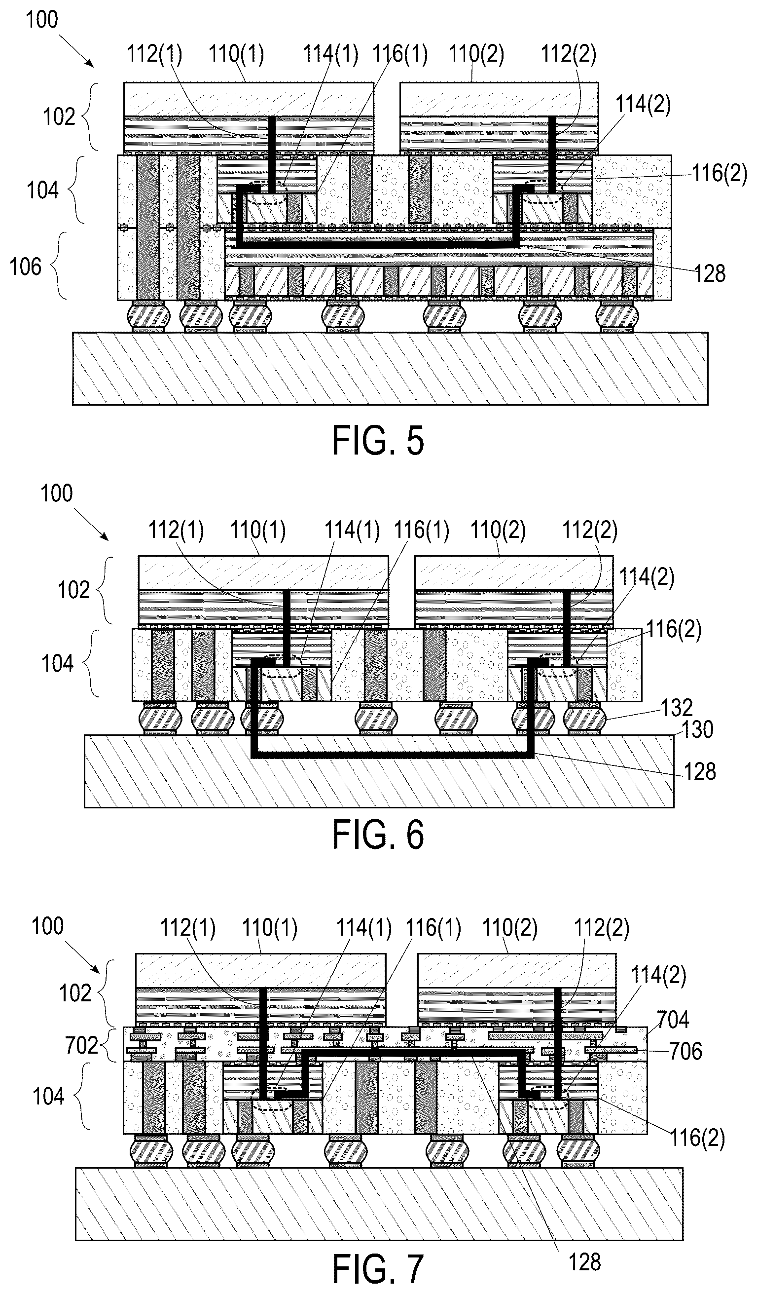 Patent US12599033 Figure 2 – Quasi-monolithic integrated packaging architecture with mid-die serializer/deserializer