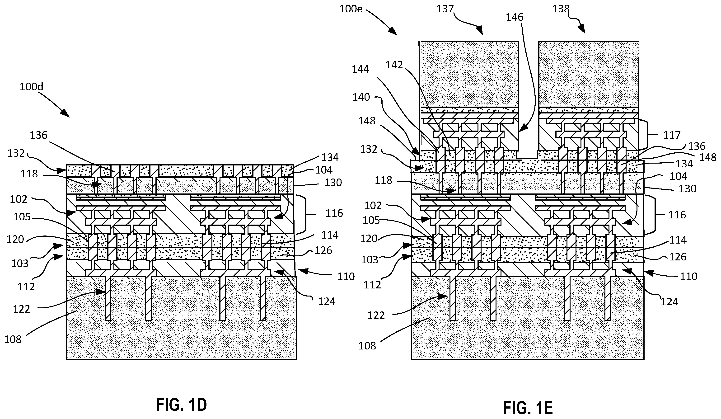 Patent US12599034 Figure 3 – Microelectronic structure including active base substrate with through vias between a top die and a bottom die supported on an interposer
