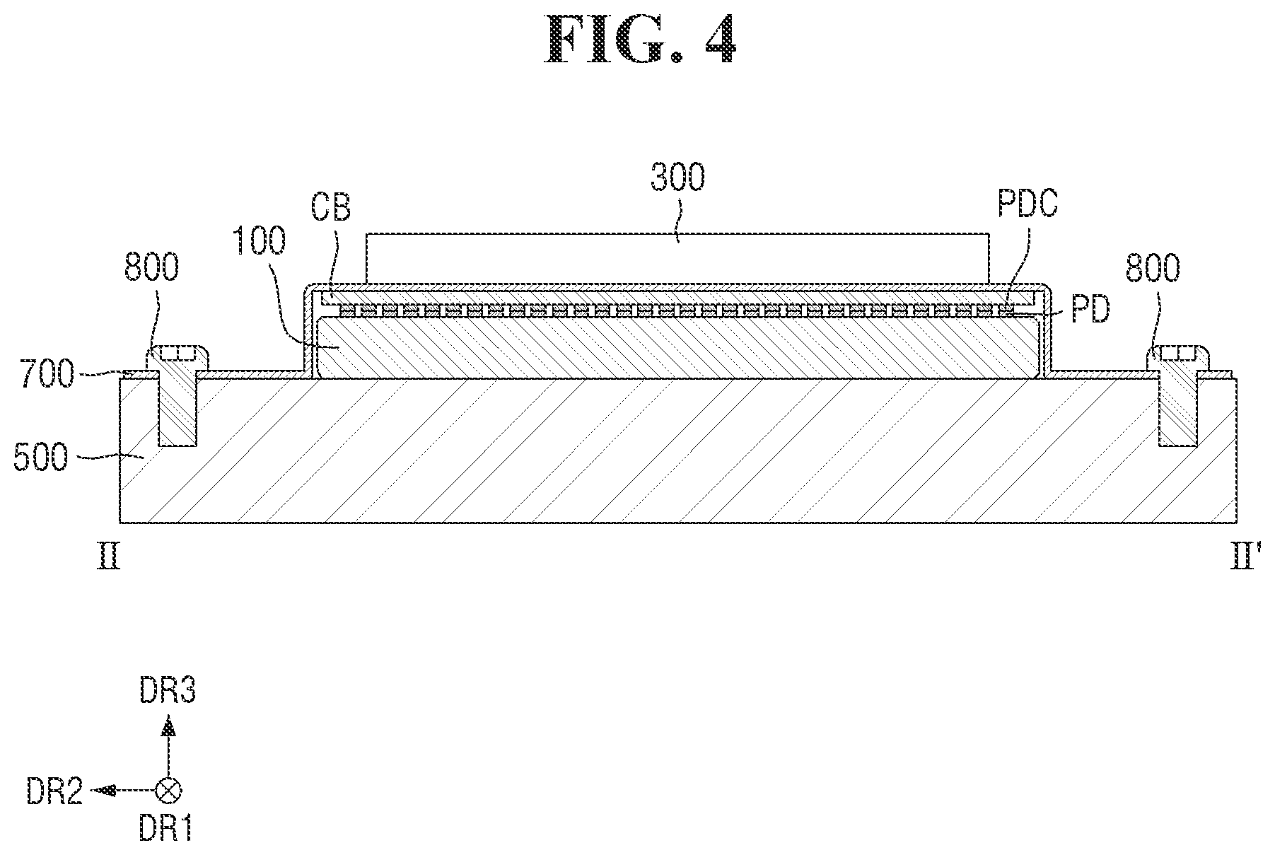 Patent US12599038 Figure 4 – Display device with a heat dissipation substrate and a cover substrate