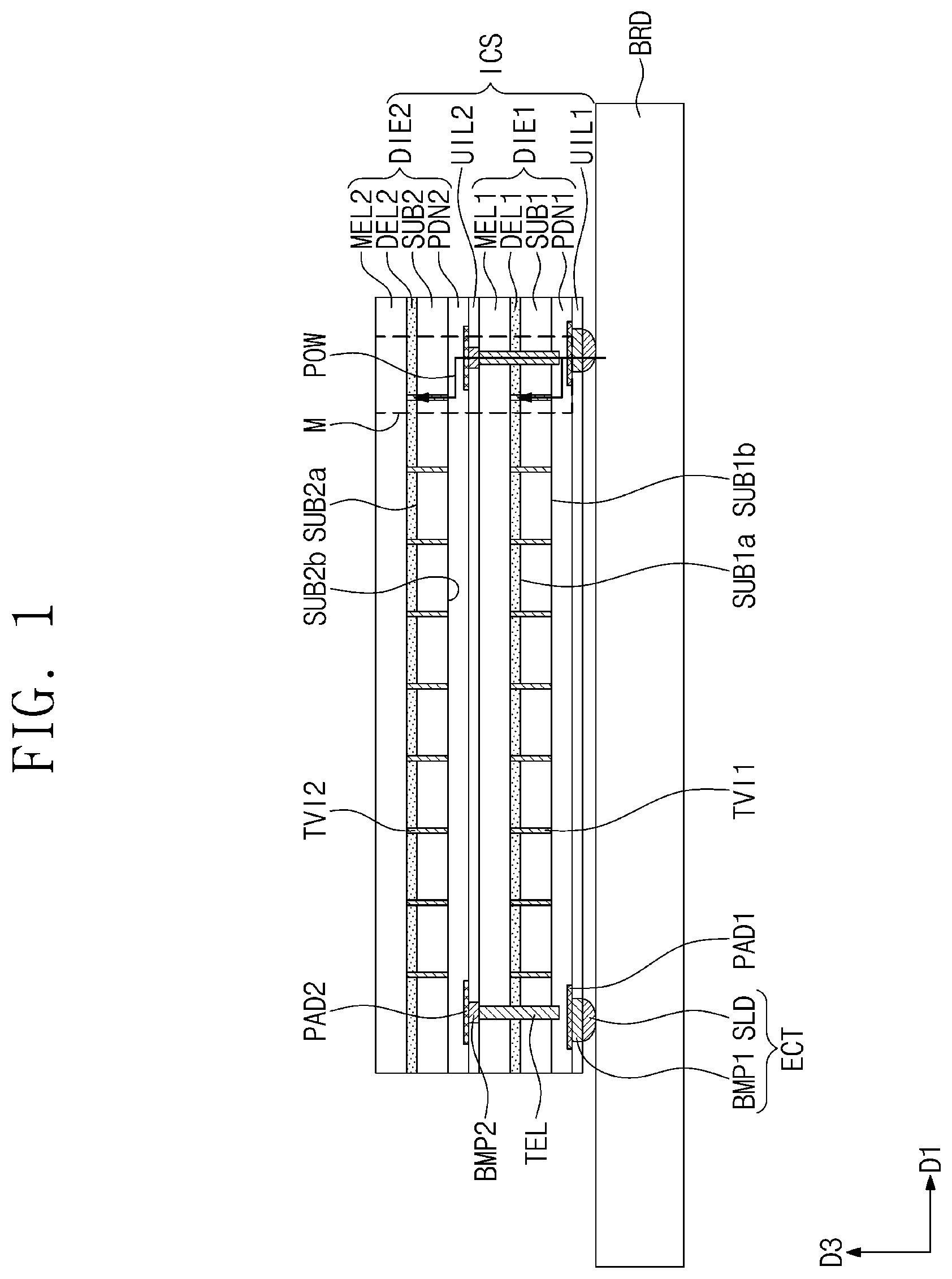Patent US12599040 Figure 1 – Three-dimensional integrated circuit structure and a method of fabricating the same