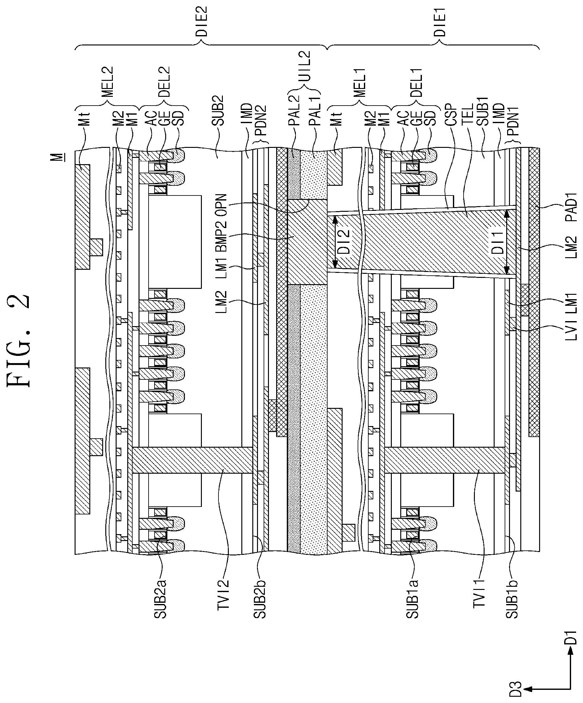 Patent US12599040 Figure 2 – Three-dimensional integrated circuit structure and a method of fabricating the same