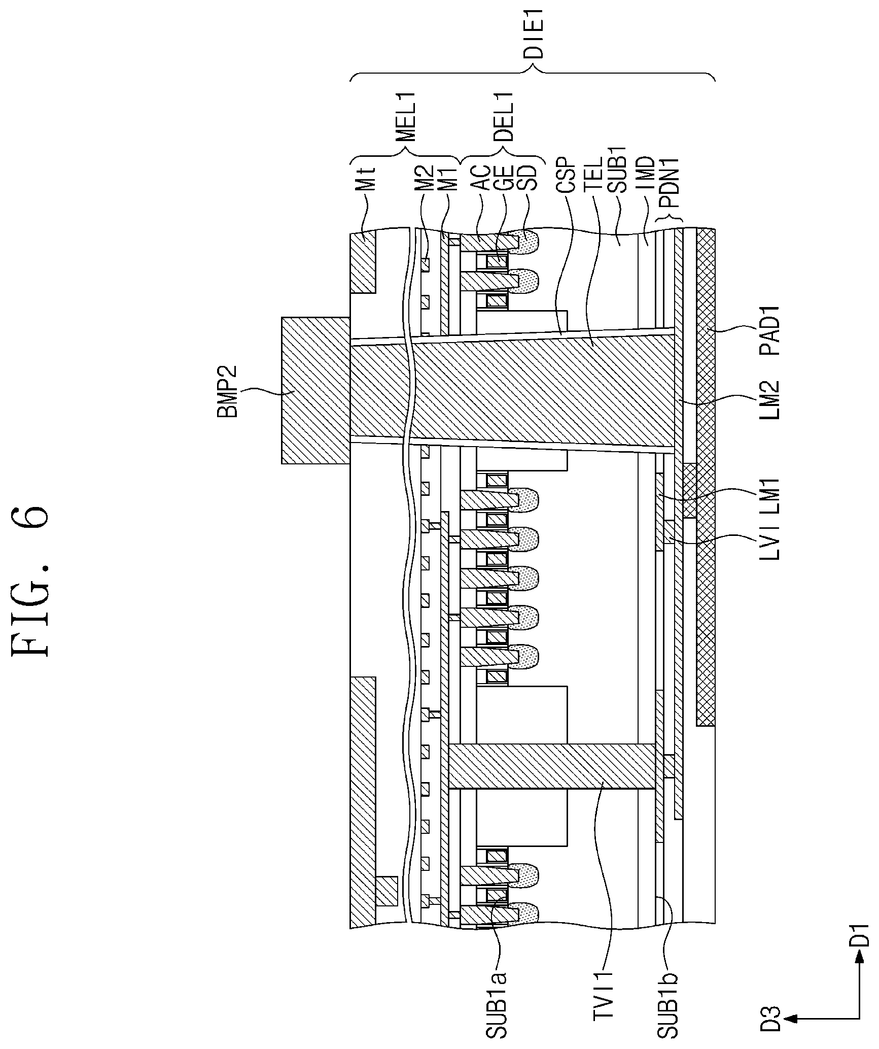 Patent US12599040 Figure 6 – Three-dimensional integrated circuit structure and a method of fabricating the same