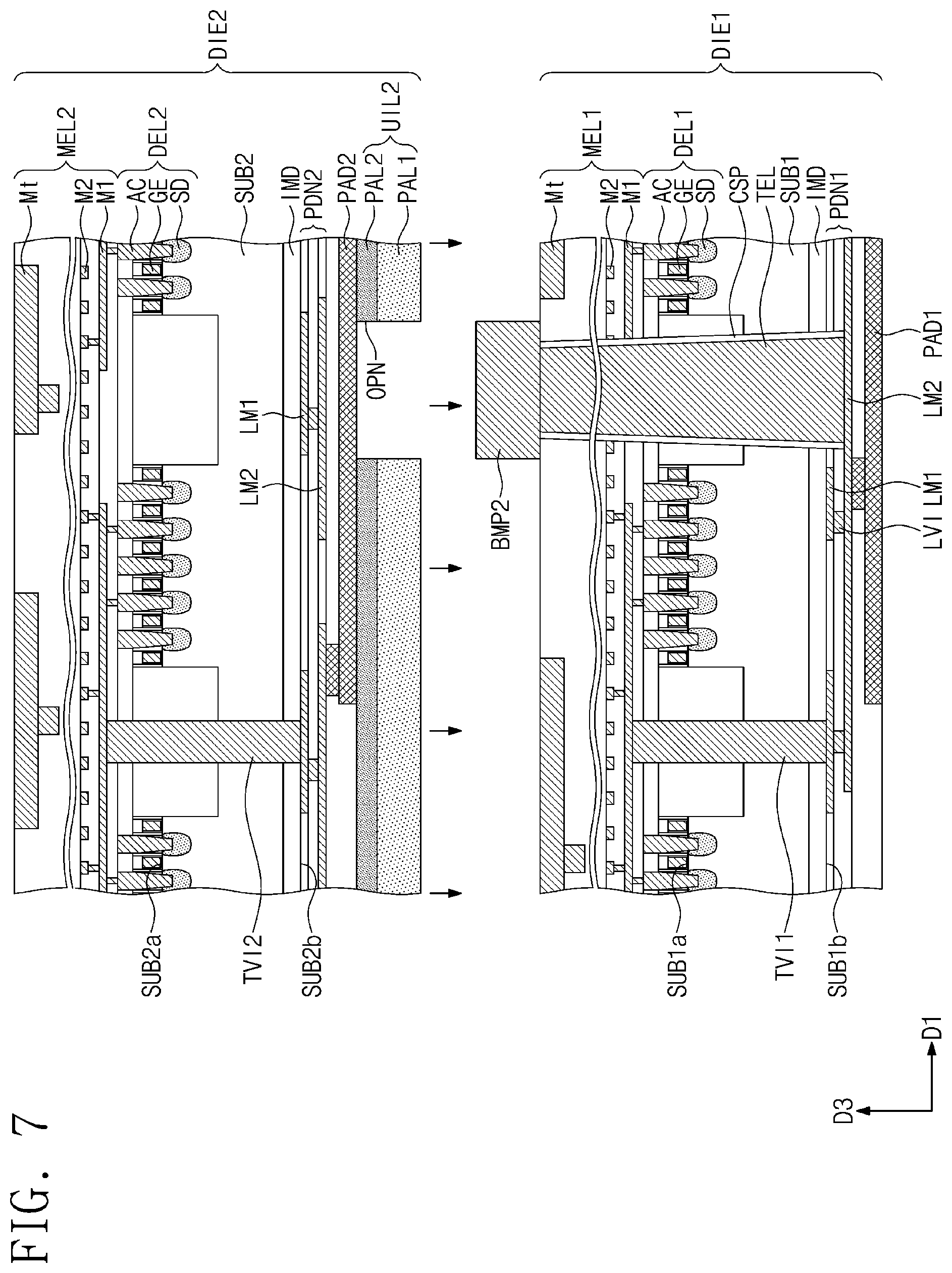 Patent US12599040 Figure 7 – Three-dimensional integrated circuit structure and a method of fabricating the same