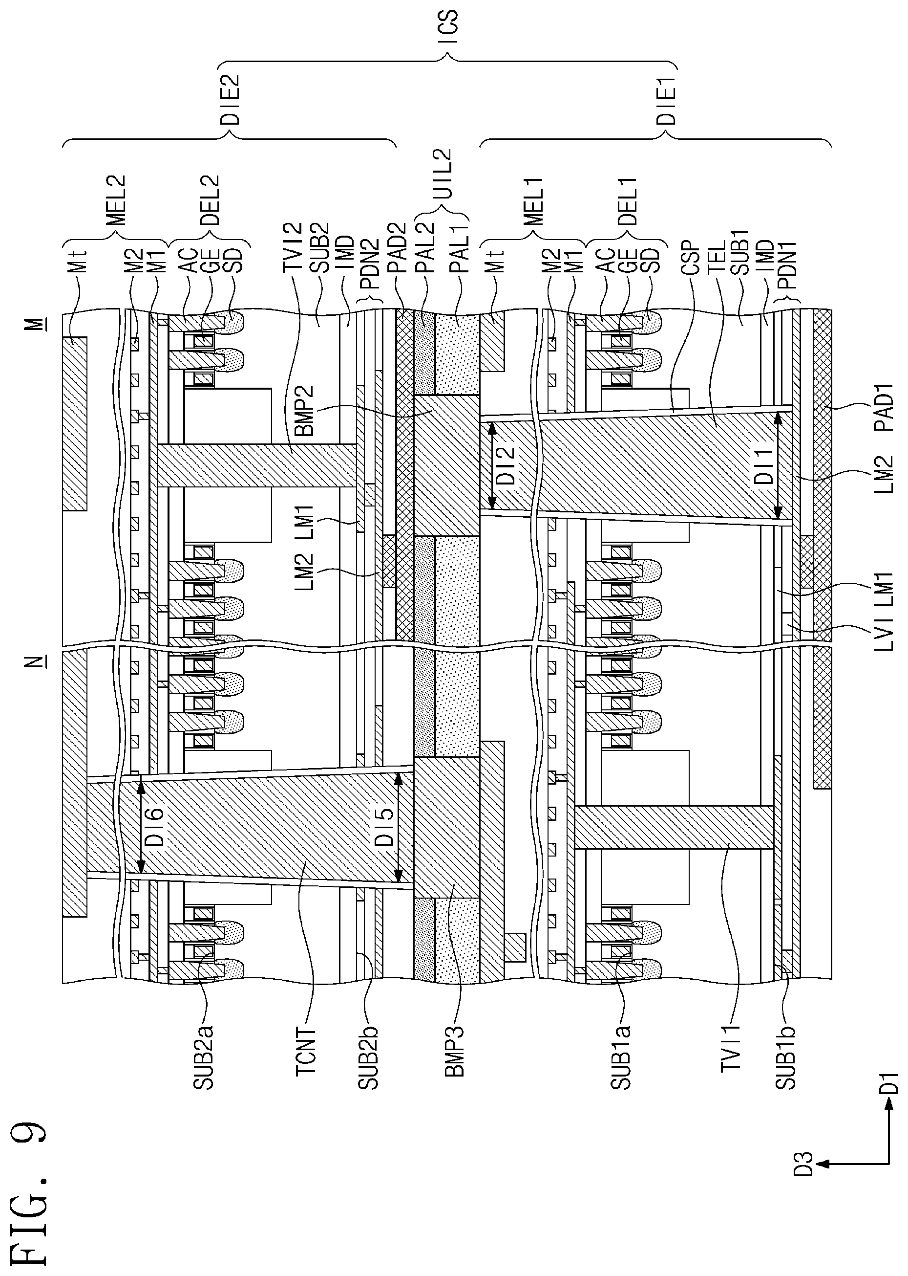Patent US12599040 Figure 9 – Three-dimensional integrated circuit structure and a method of fabricating the same