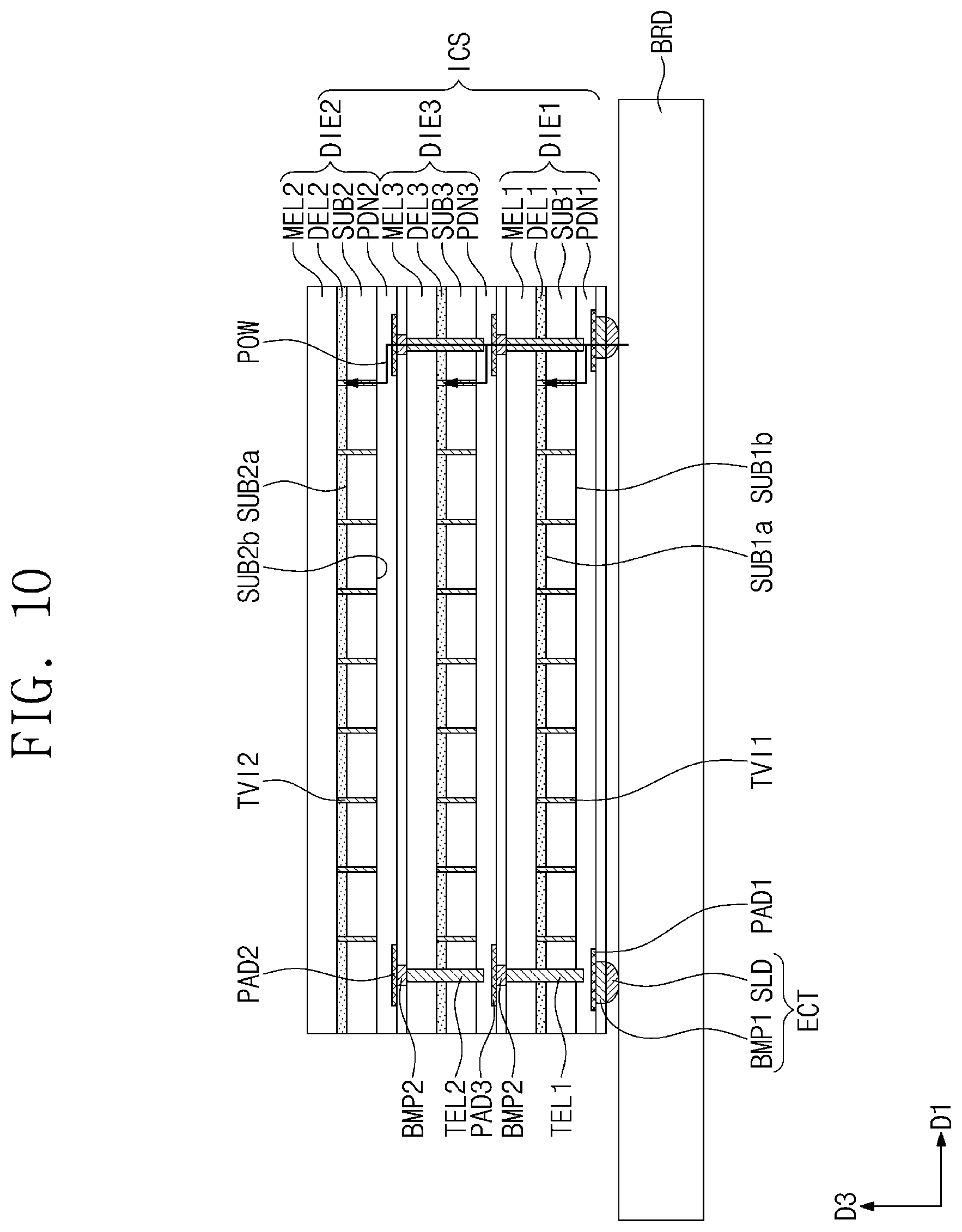 Patent US12599040 Figure 10 – Three-dimensional integrated circuit structure and a method of fabricating the same