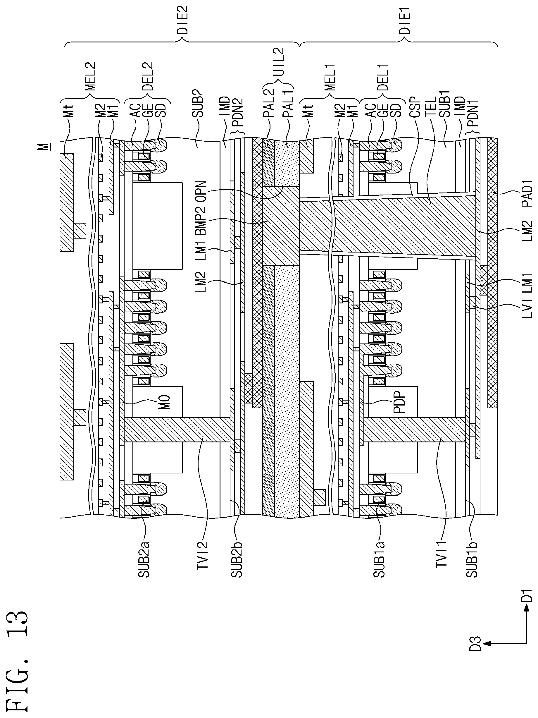 Patent US12599040 Figure 13 – Three-dimensional integrated circuit structure and a method of fabricating the same