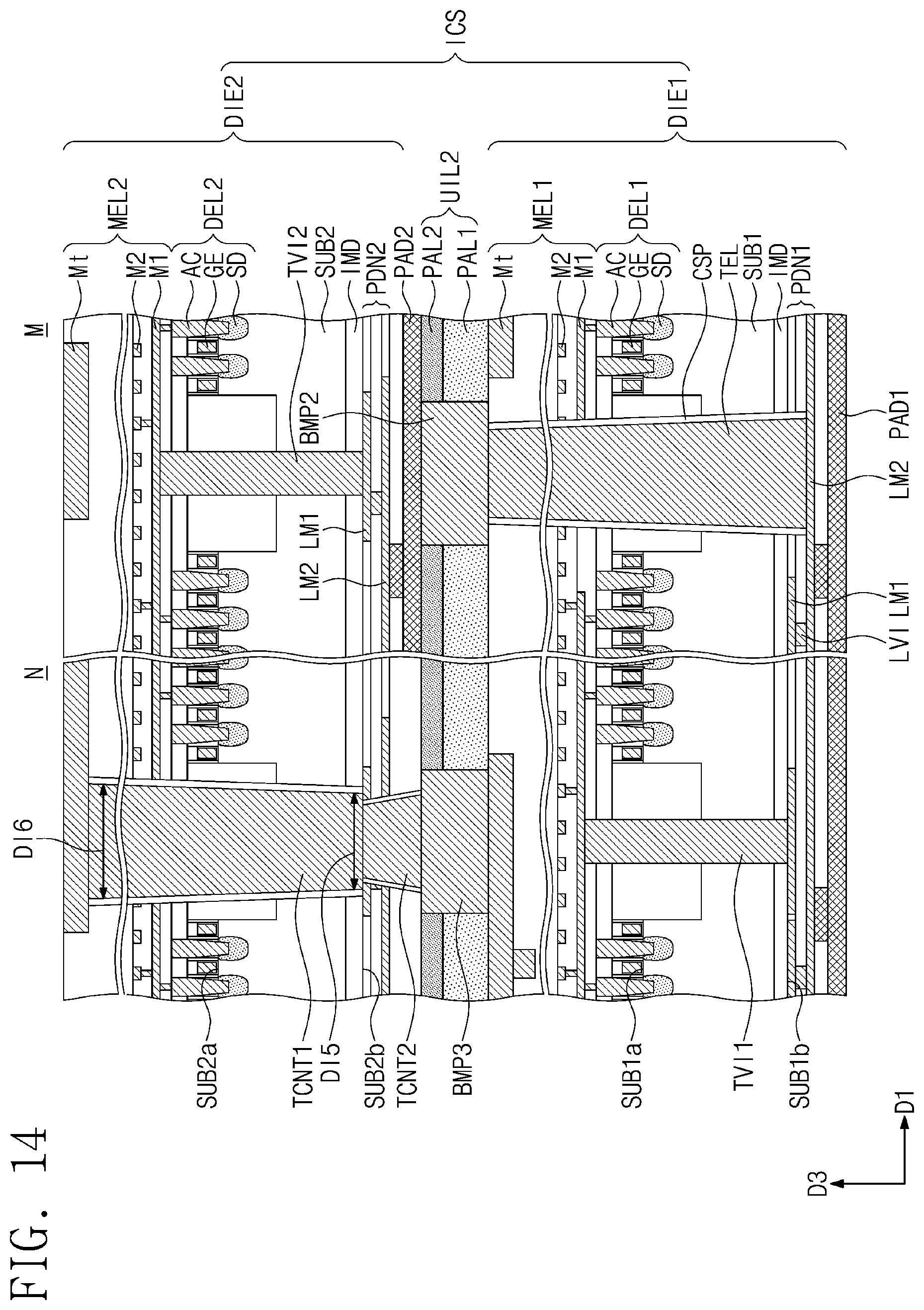 Patent US12599040 Figure 14 – Three-dimensional integrated circuit structure and a method of fabricating the same
