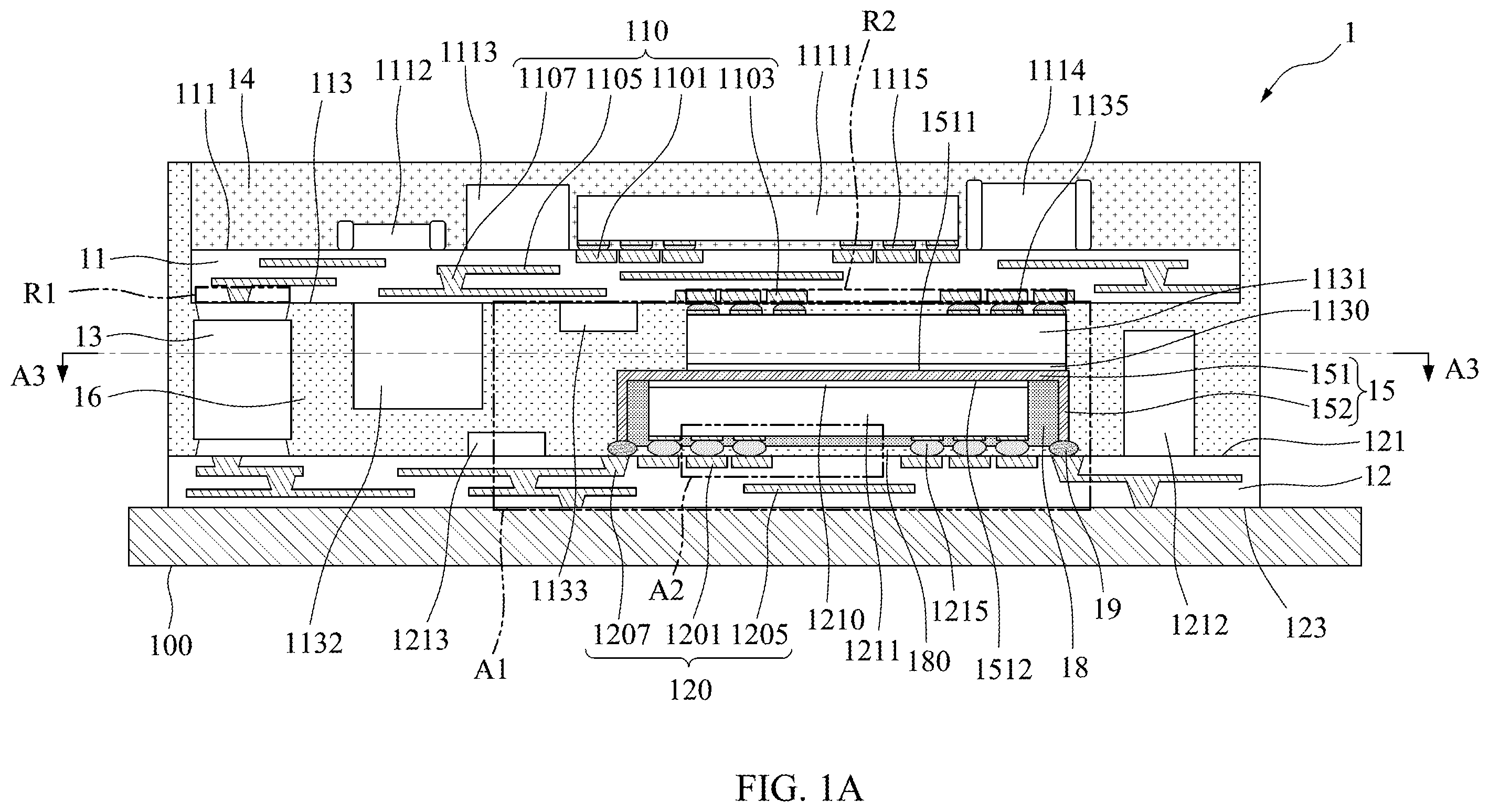 Patent US12599043 Figure 1 – Semiconductor device package and method of manufacturing the same