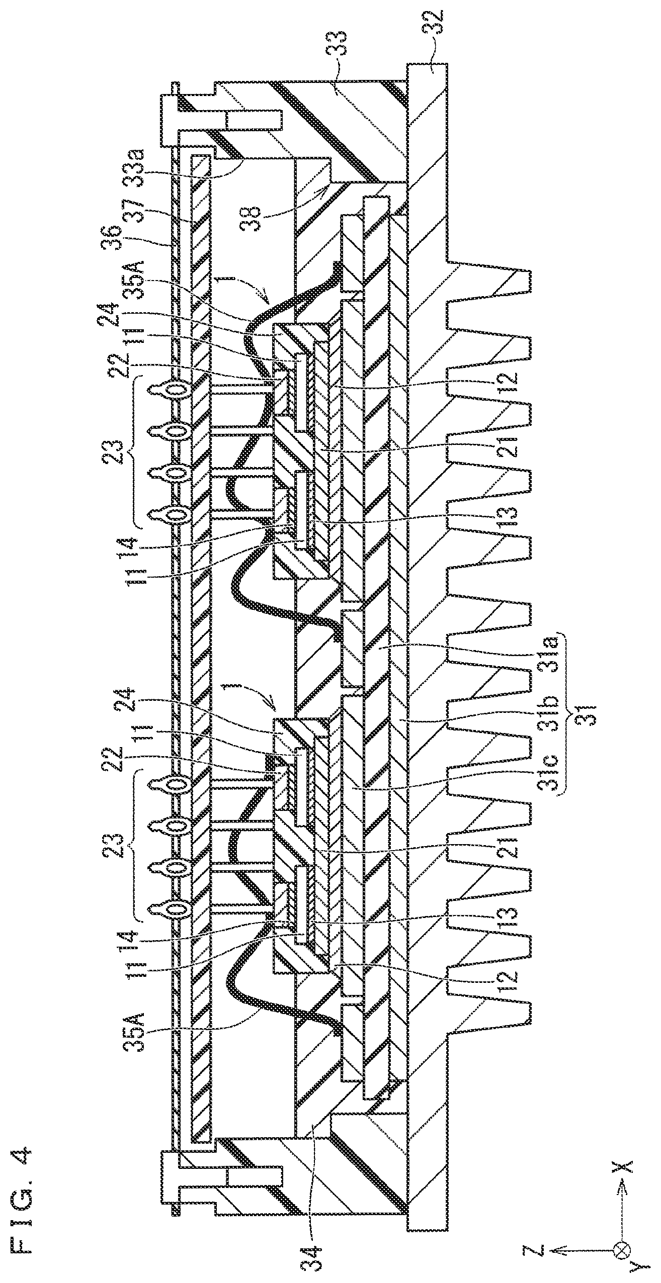 Patent US12599048 Figure 4 – Semiconductor device comprising submodule having at least an upper surface exposed and method of manufacturing the semiconductor device