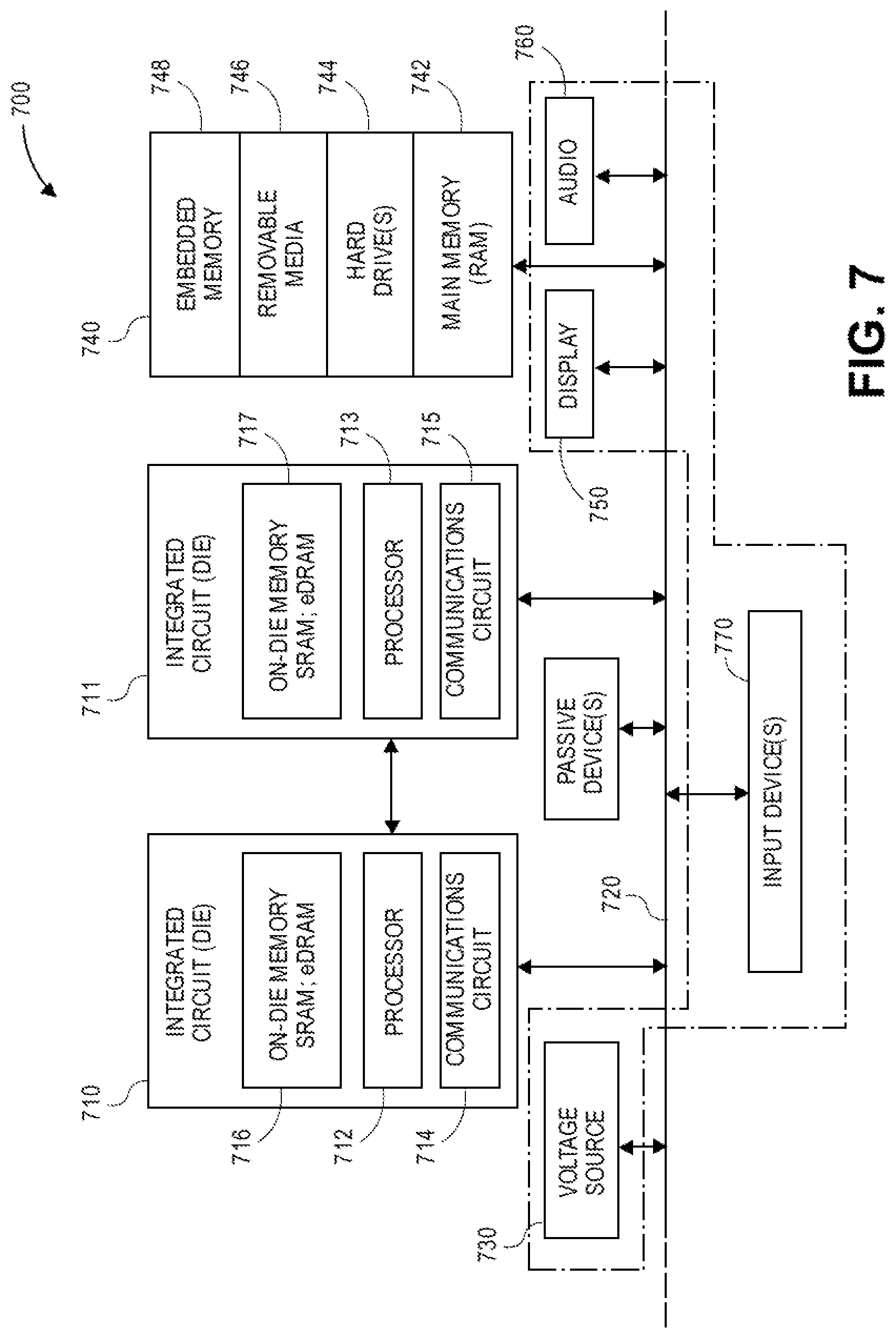 Patent US12599050 Figure 8 – Multi-level die coupled with a substrate