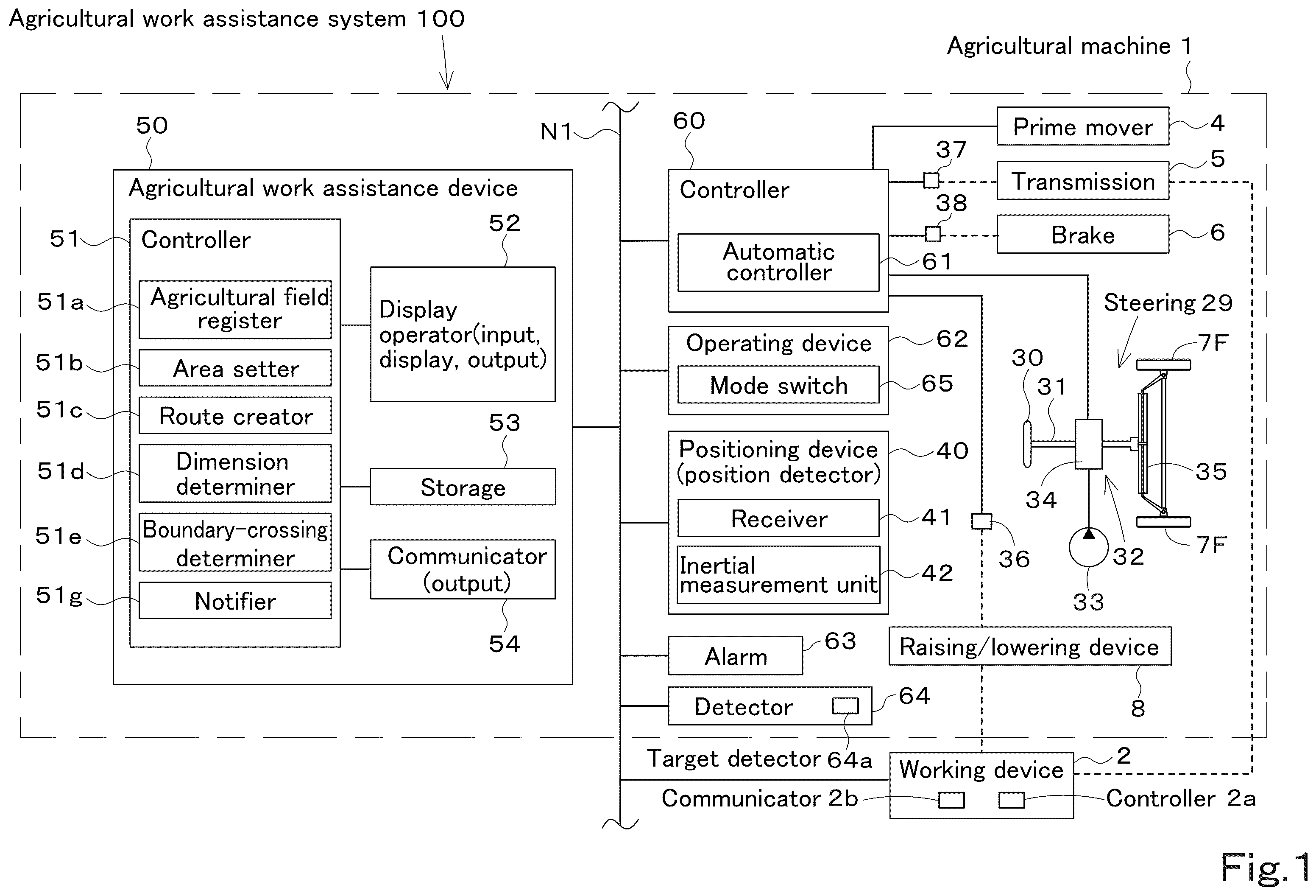 Patent US12599054 — Agricultural work assistance system, agricultural machine, and agricultural work assistance device — Figure 1