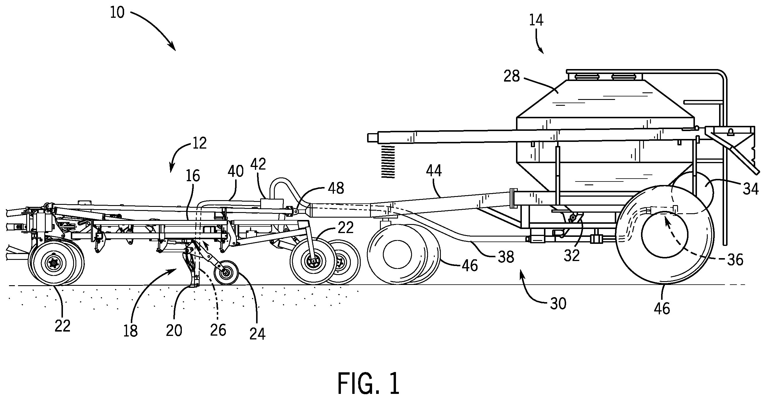 Patent US12599056 Figure 1 – Air flow calibration system for an agricultural system