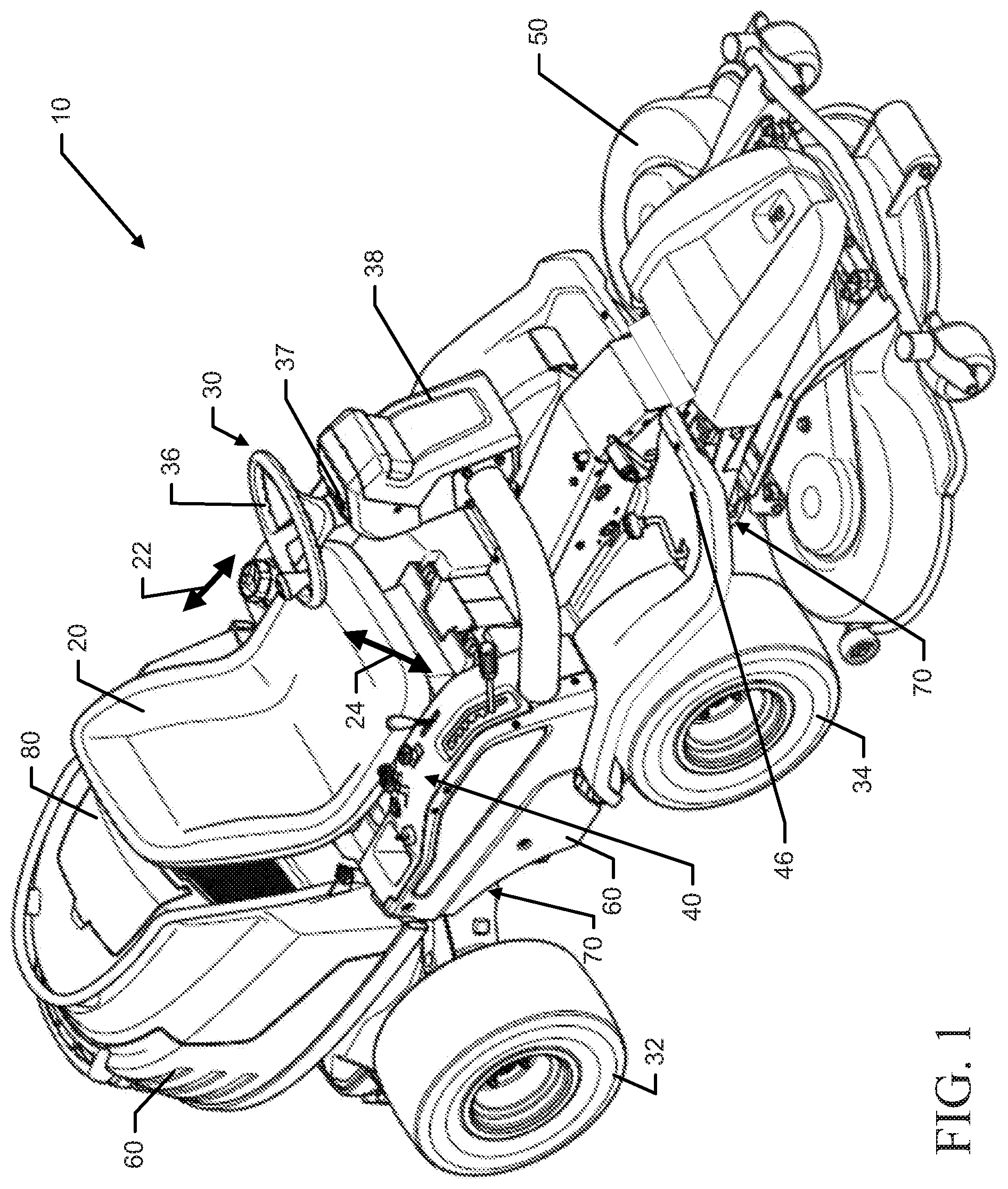 Patent US12599062 — Yard maintenance vehicle with advanced tilt monitoring capabilities — Figure 1