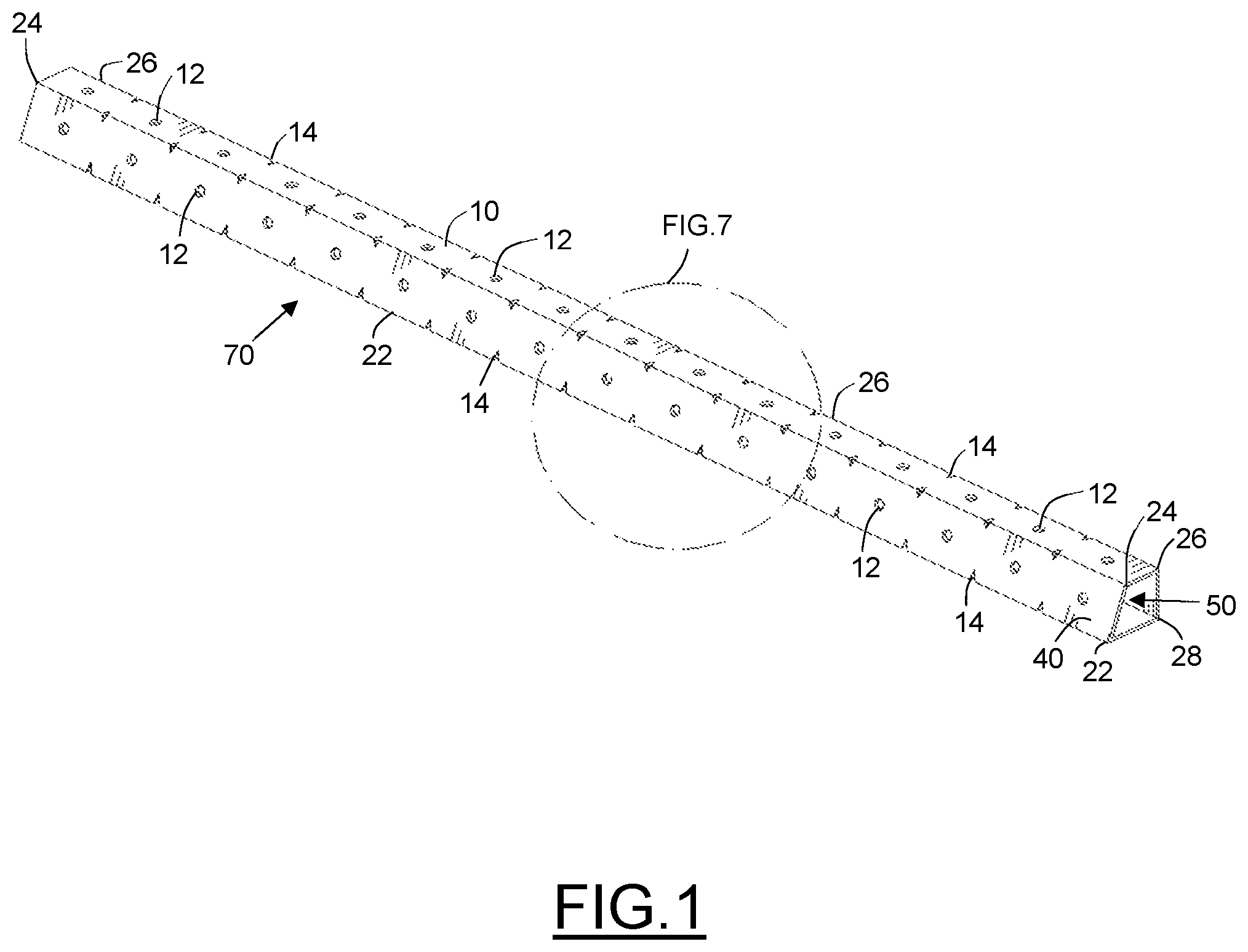 Patent US12599064 Figure 1 – Landscape bed edging tool assembly