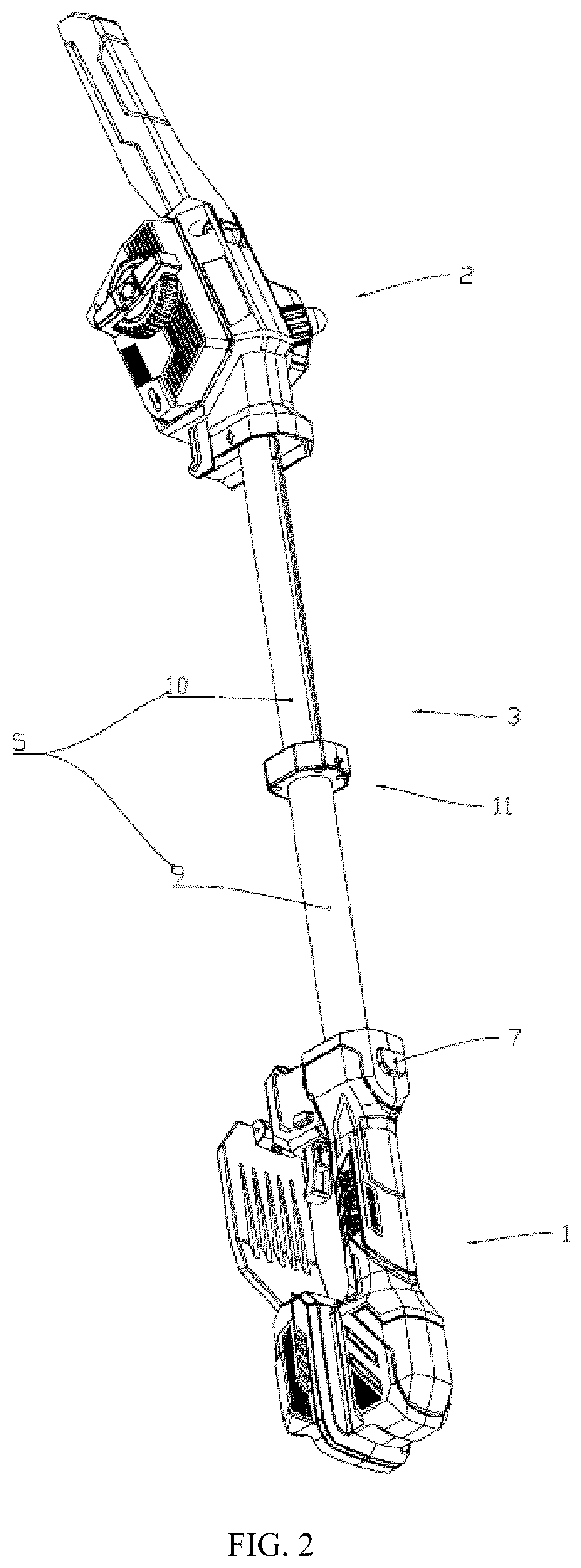 Patent US12599065 Figure 2 – Telescopic structure, telescopic blower, and telescopic electric chainsaw
