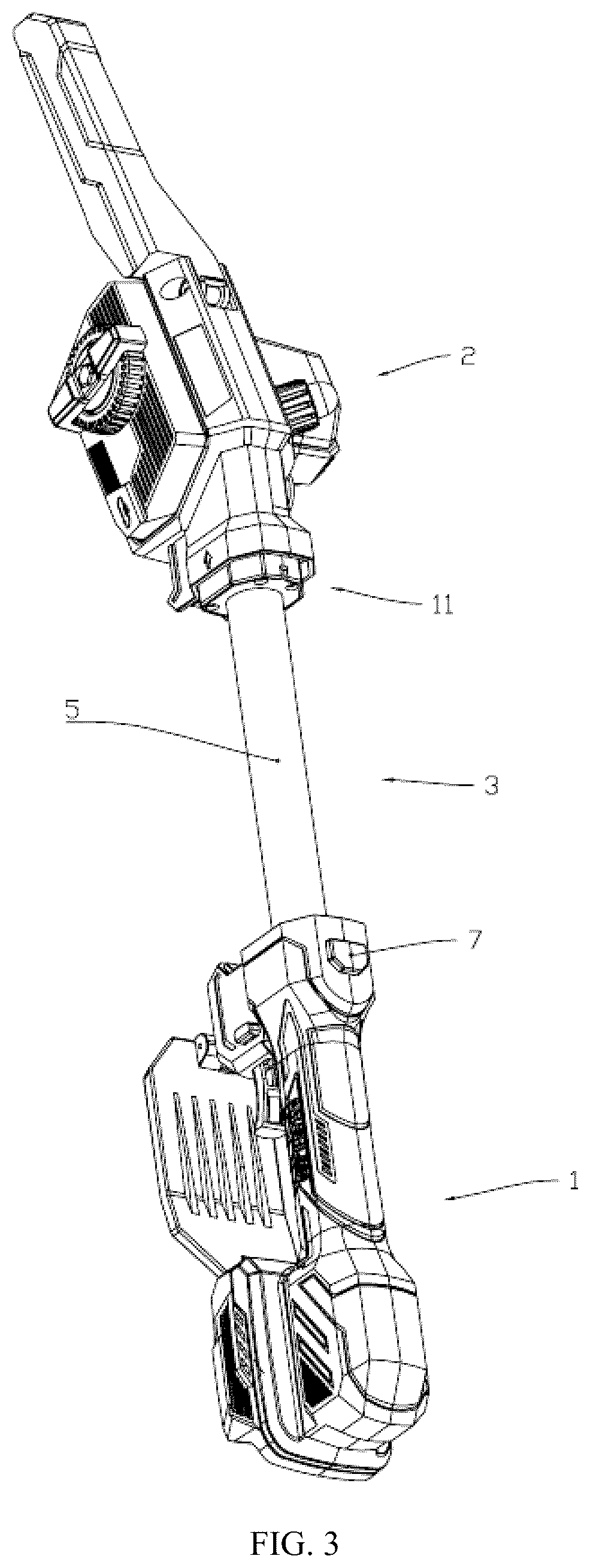 Patent US12599065 Figure 3 – Telescopic structure, telescopic blower, and telescopic electric chainsaw