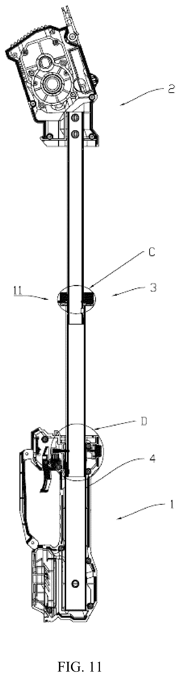 Patent US12599065 Figure 11 – Telescopic structure, telescopic blower, and telescopic electric chainsaw