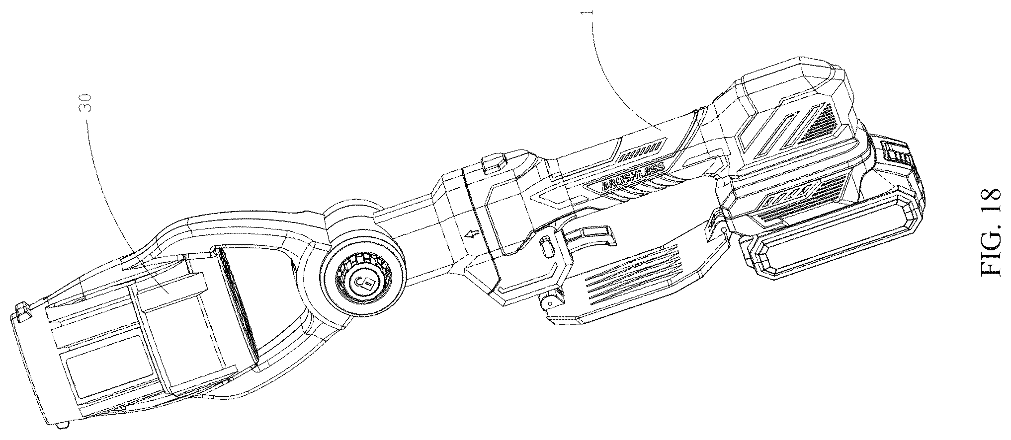 Patent US12599065 Figure 17 – Telescopic structure, telescopic blower, and telescopic electric chainsaw